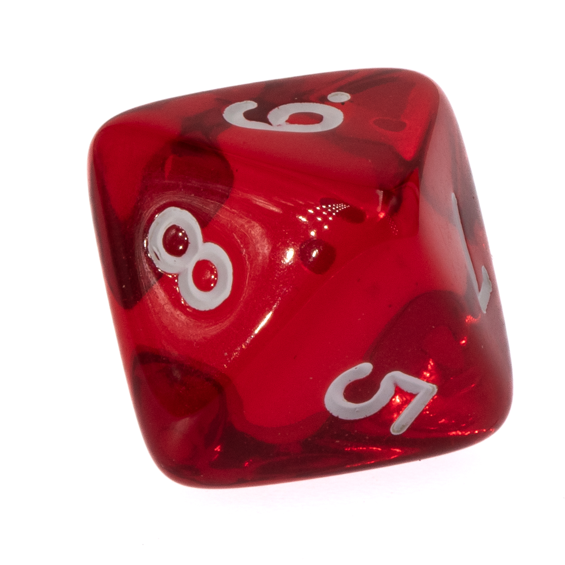 W8 dice in rot transparent / weiß Transparent