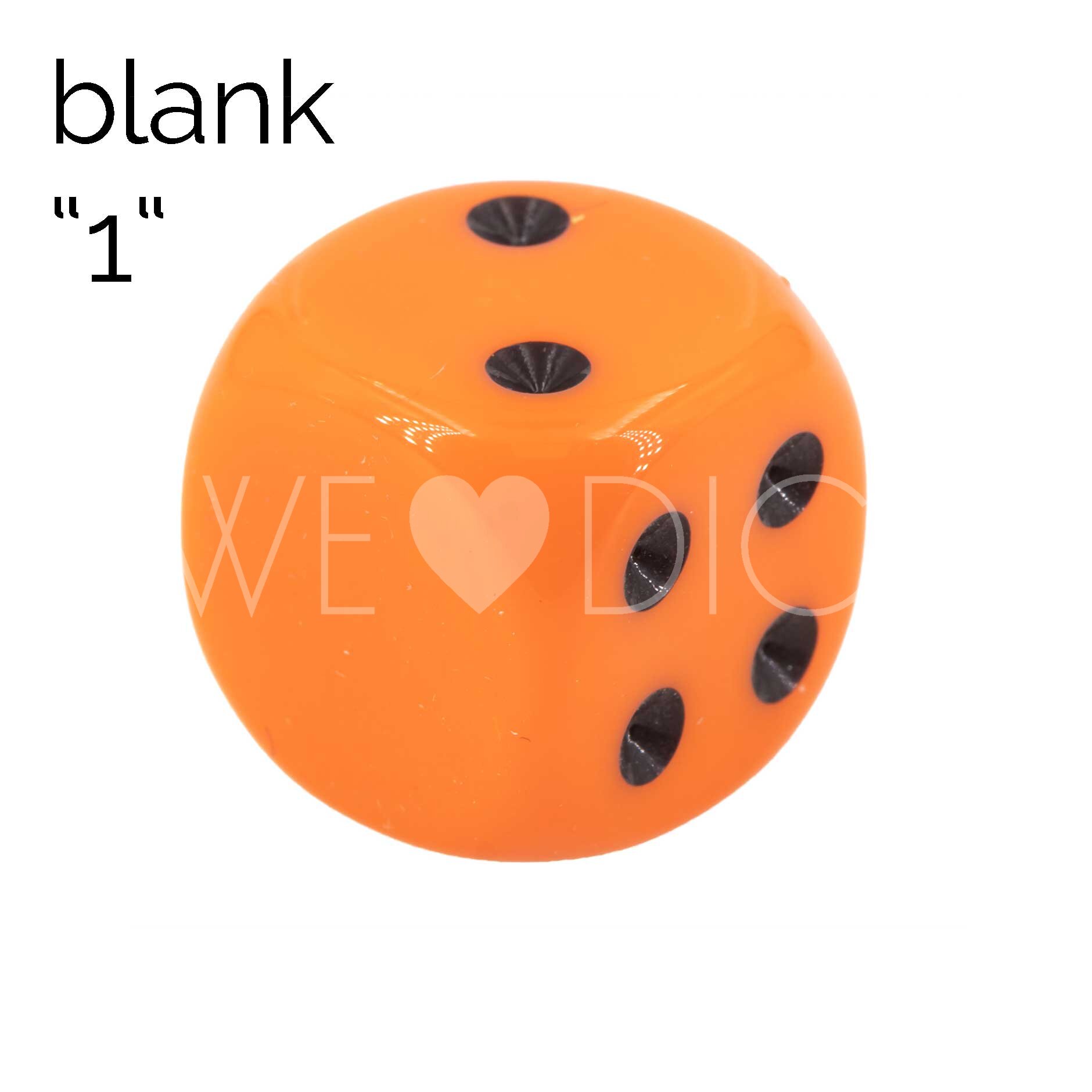 16mm Würfel in orange / schwarz Satt ohne "1"