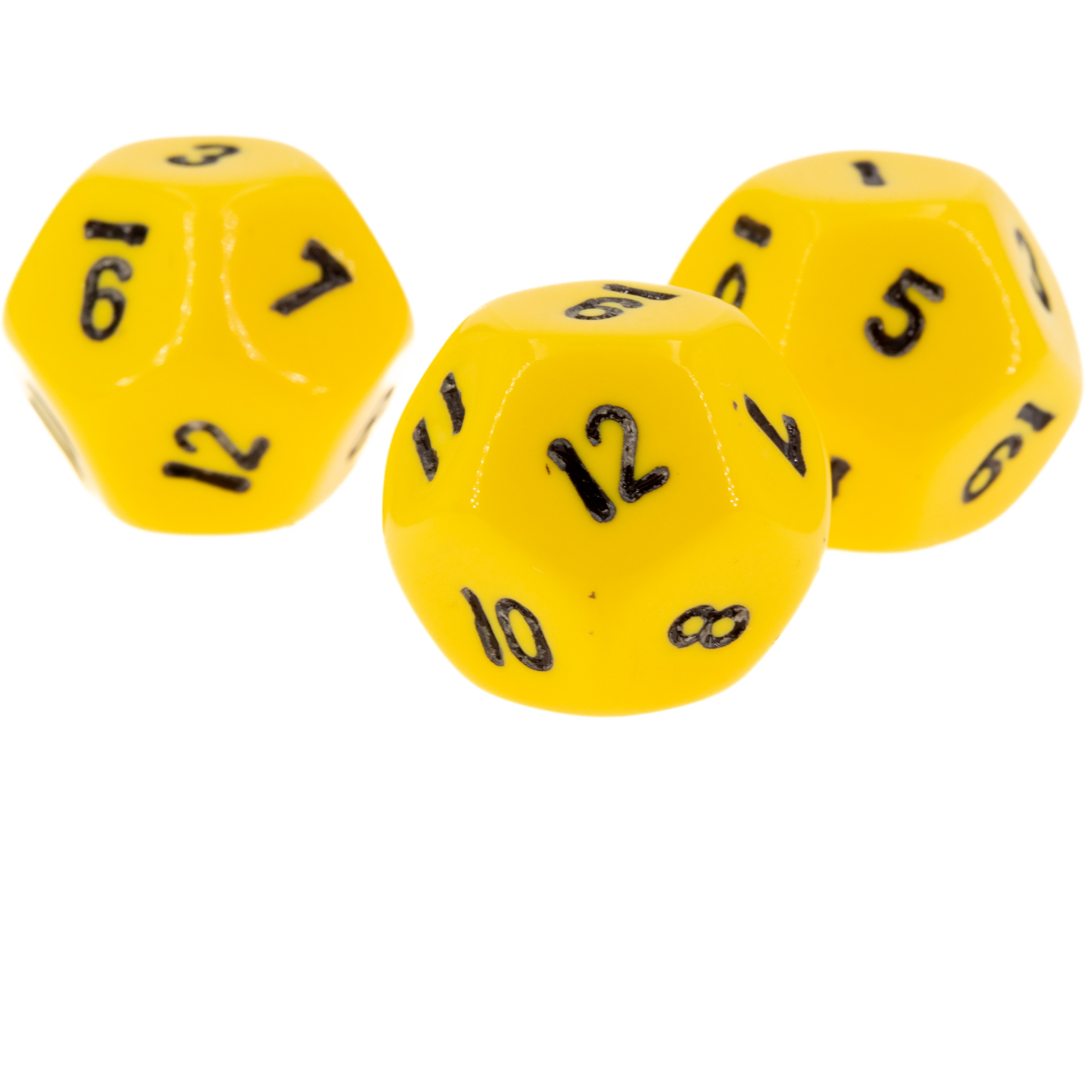 W12 Würfel in gelb / schwarz Satt