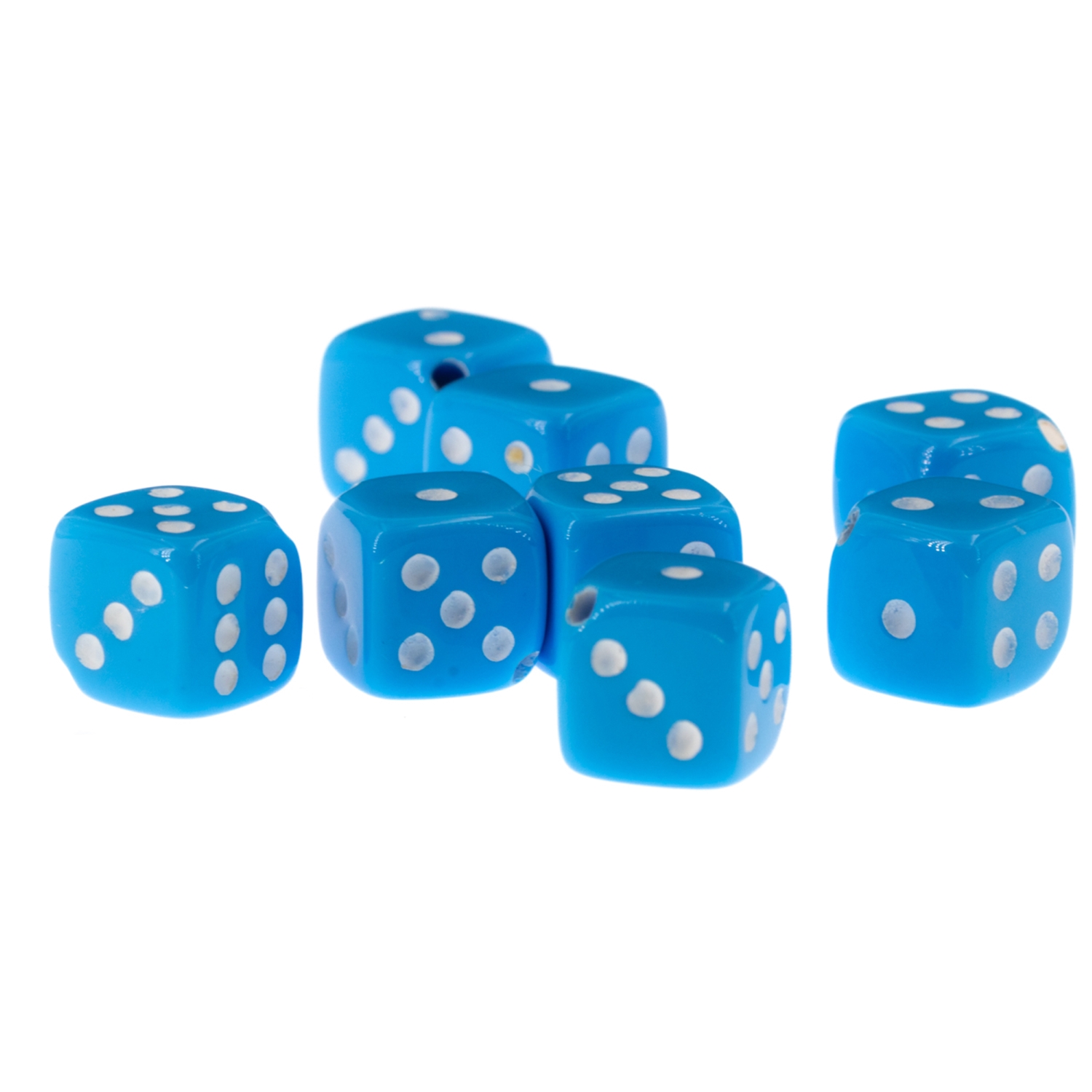 8mm Würfelperle  - hellblau / weiß  Satt, 