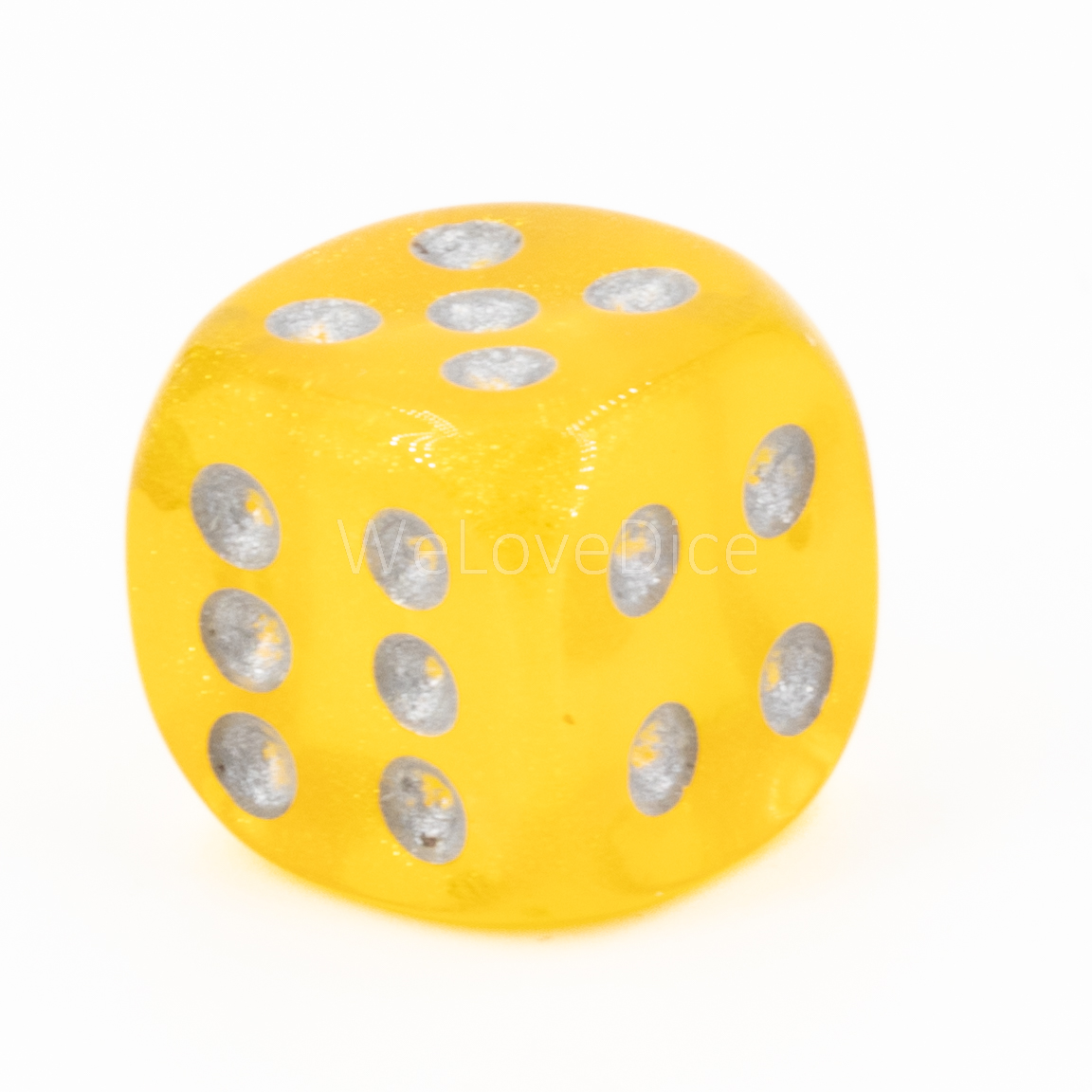 12mm Würfel in glitzer gelb / silber Transparent