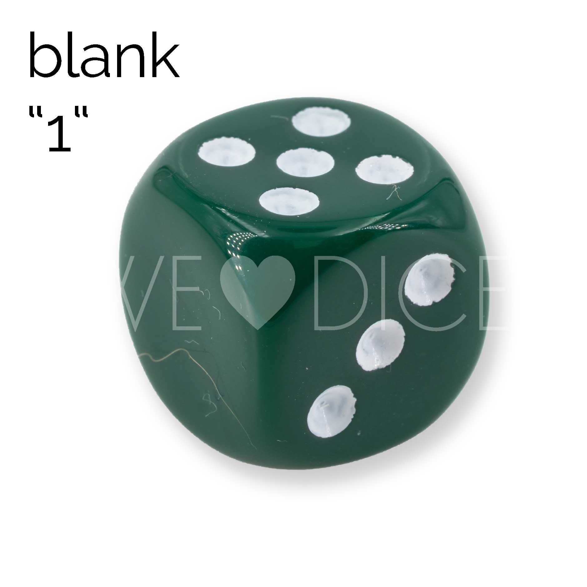 16mm Würfel in dunkelgrün / weiß Satt ohne "1"