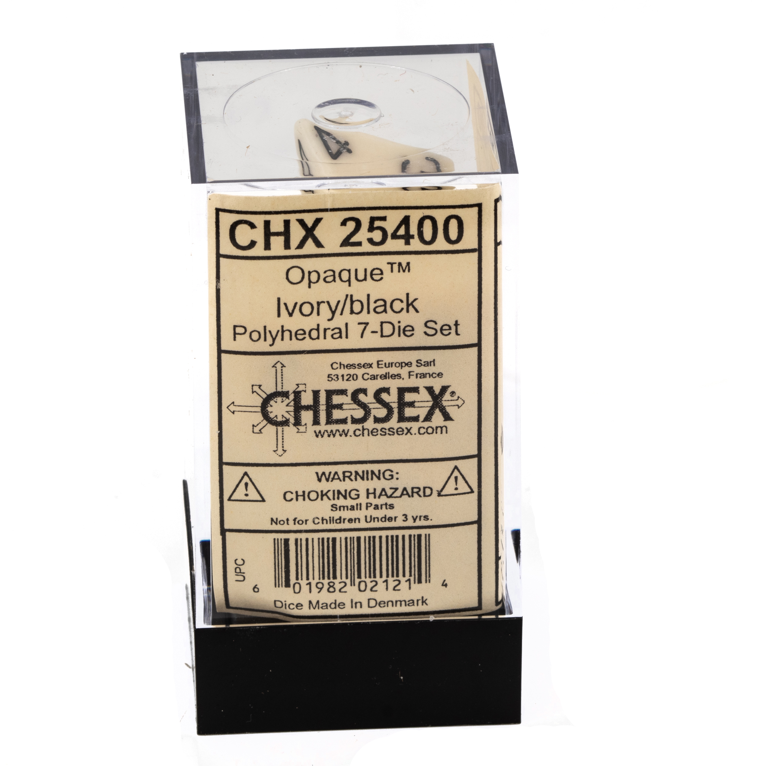 Satt Polyhedral elfenbein / schwarz 7-Würfel Set