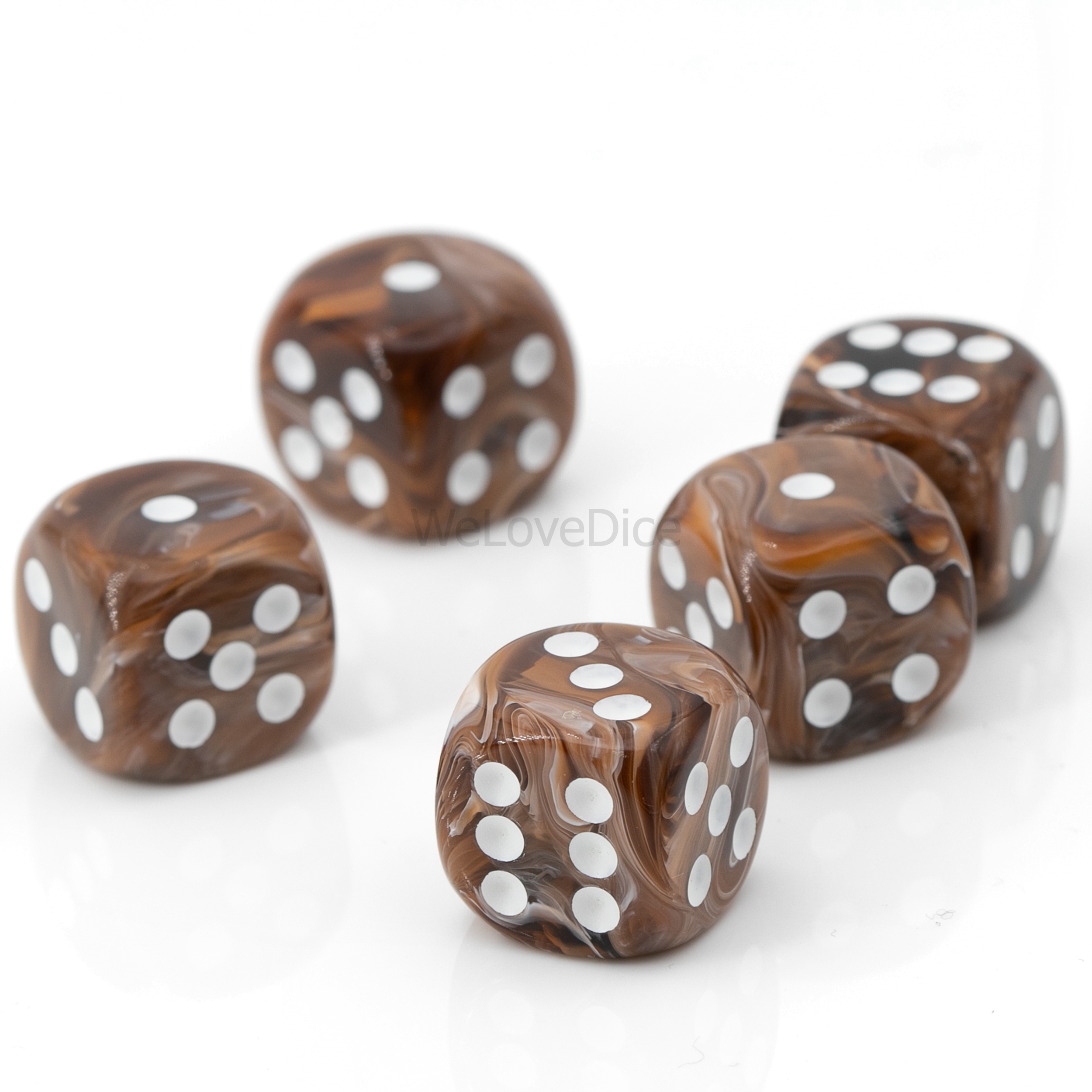 14mm Würfel in braun / weiß Marmor