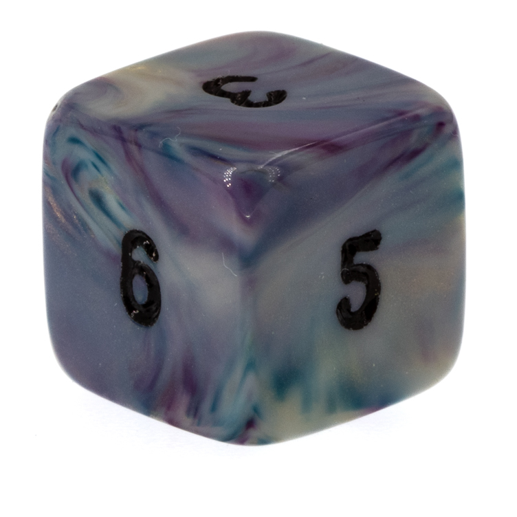 W6 Würfel in Kosmische Welle / schwarz Marmor