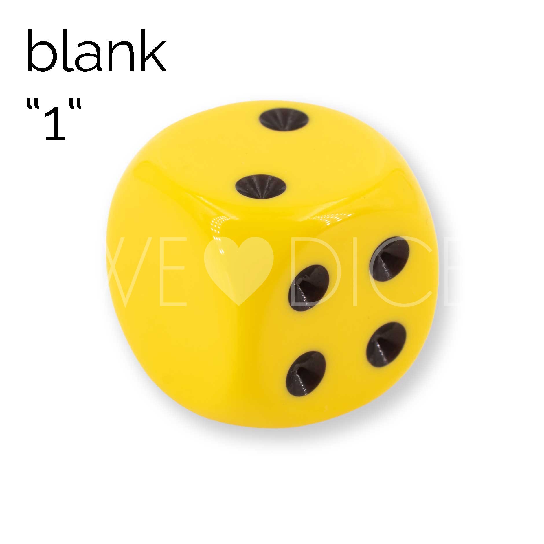 16mm Würfel in gelb / schwarz Satt ohne "1"