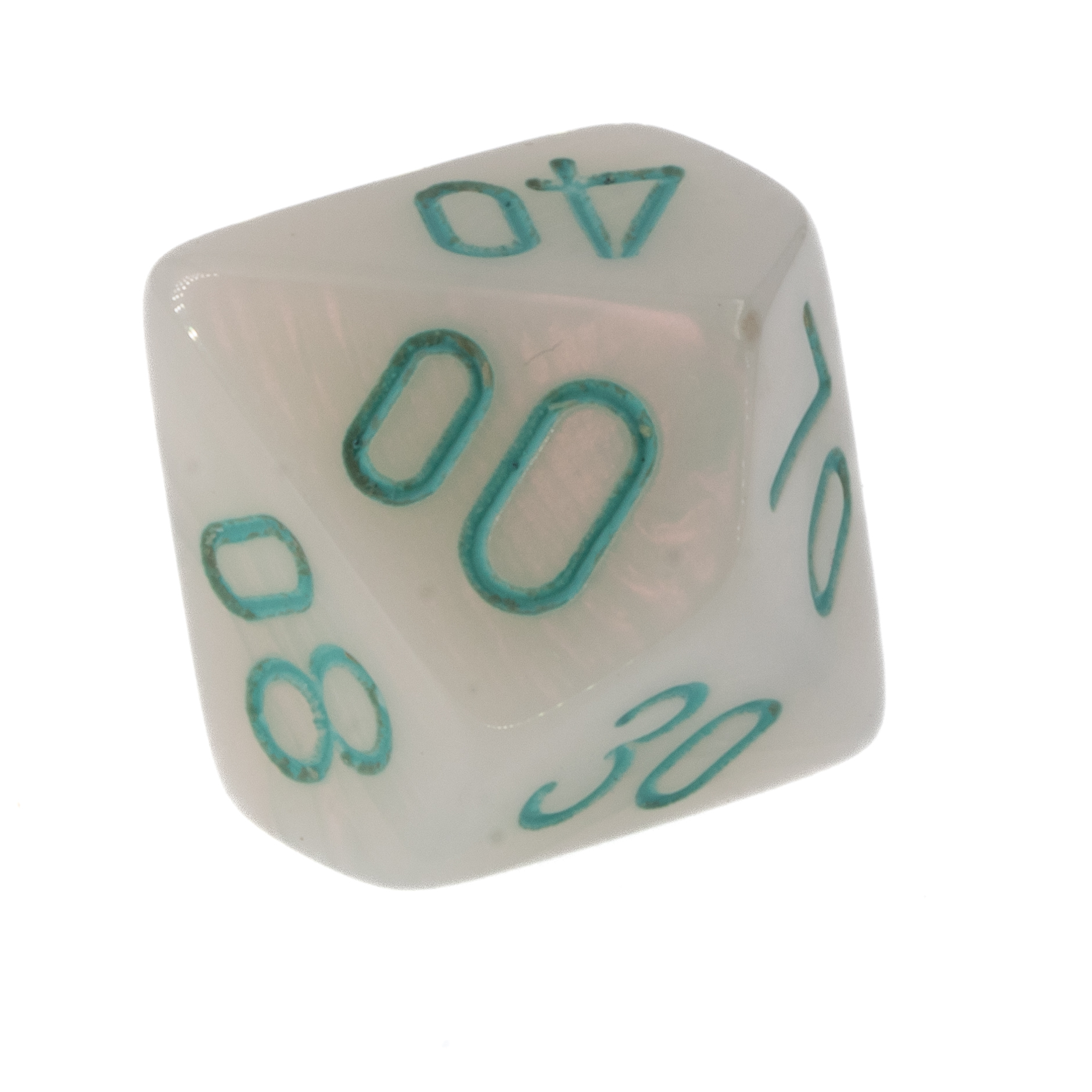 W% Würfel in weiß / türkis Seide