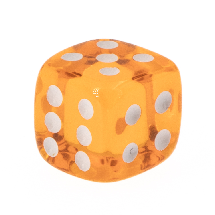 8mm Würfel in orange / weiß Transparent