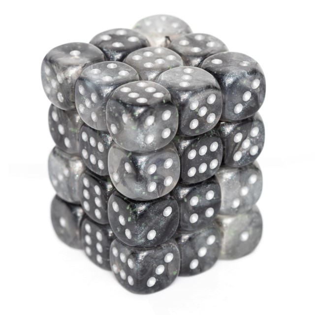 Borealis Light smoke / silber 12mm W6 Würfel Set (36 Würfel)