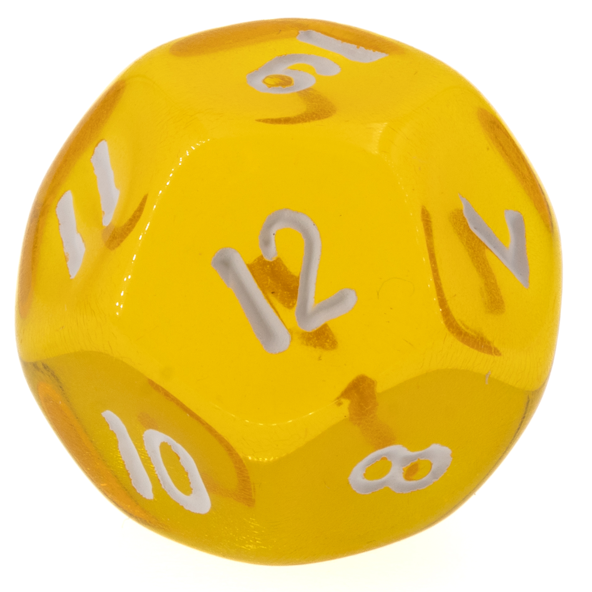 W12 Würfel in gelb transparent / weiß Transparent