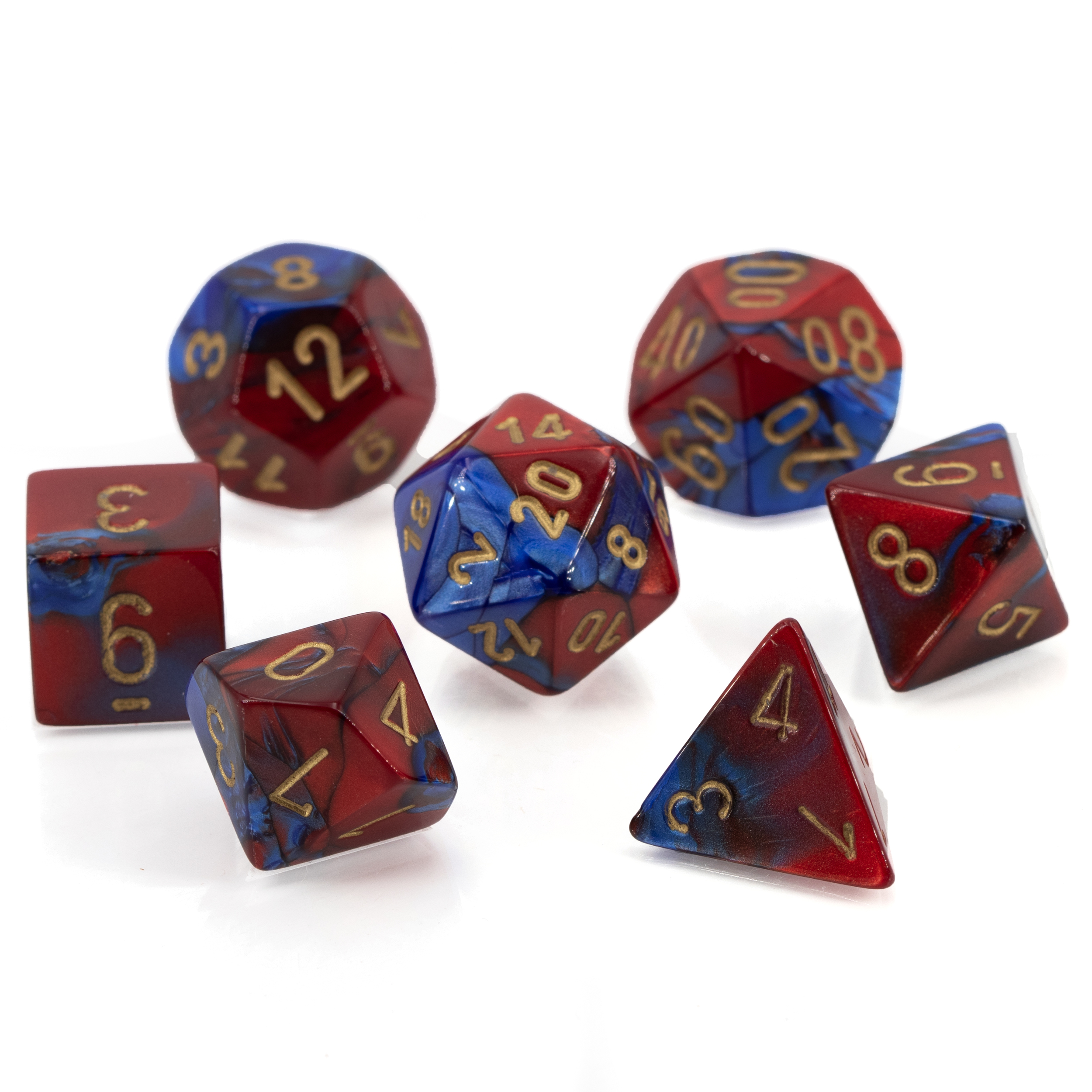 Gemini® Polyhedral Blau-Rot / gold 7-Würfel Set