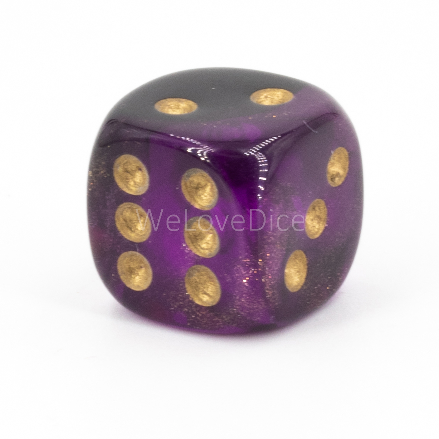 12mm Würfel in glitzer lila schwarz / gold 2-Ton