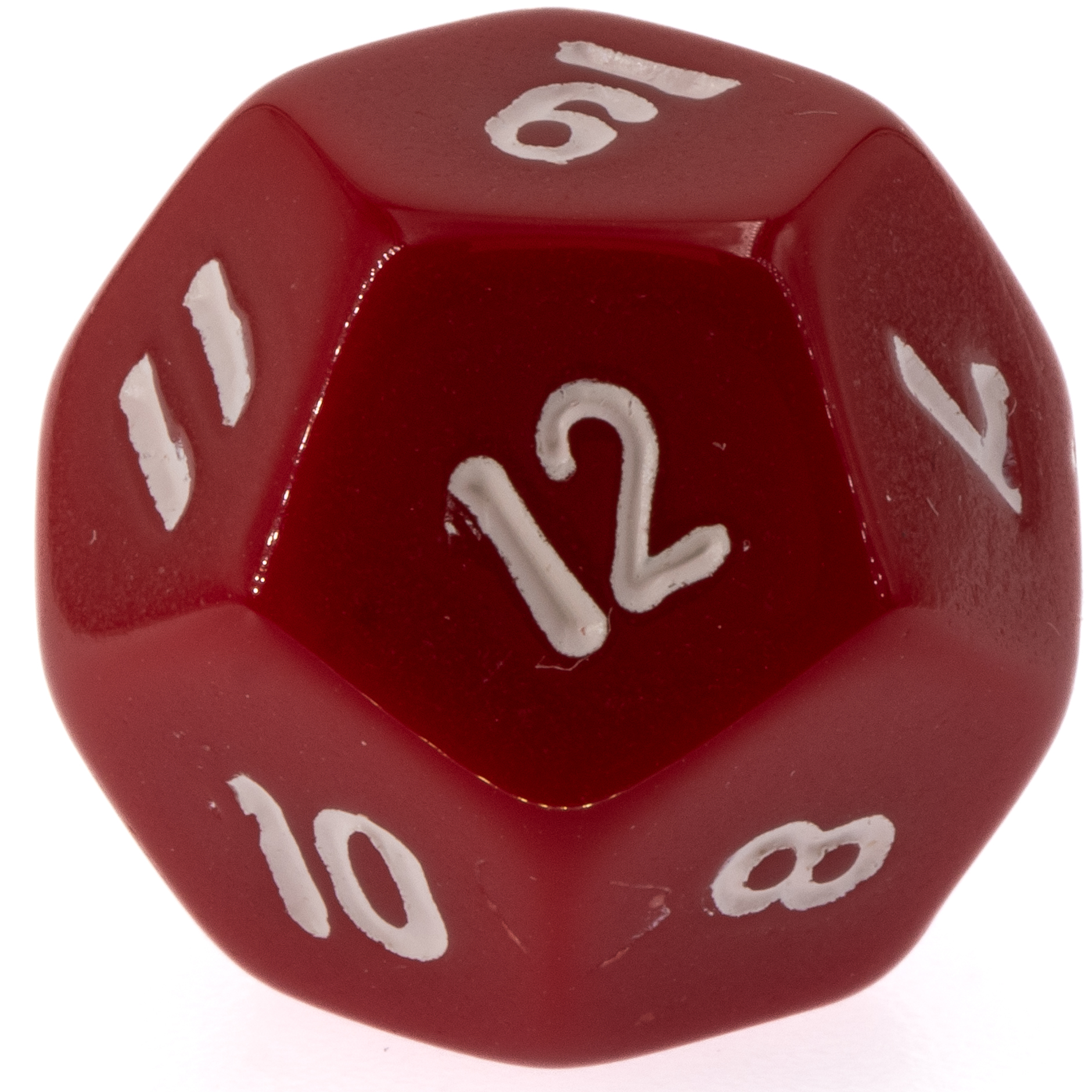 W12 Würfel in rot / weiß Satt