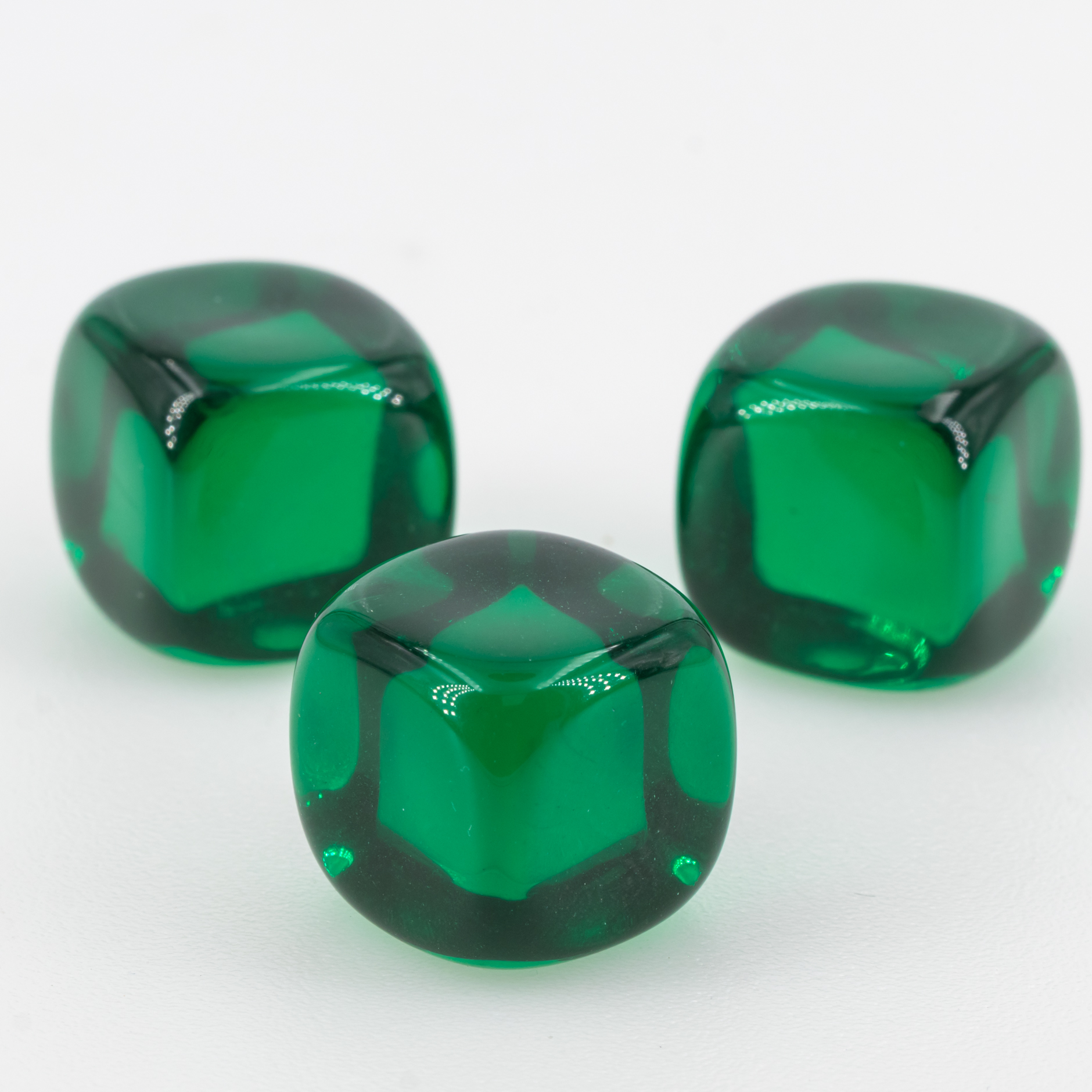 16mm Blanko Würfel in dunkelgrün transparent Transparent