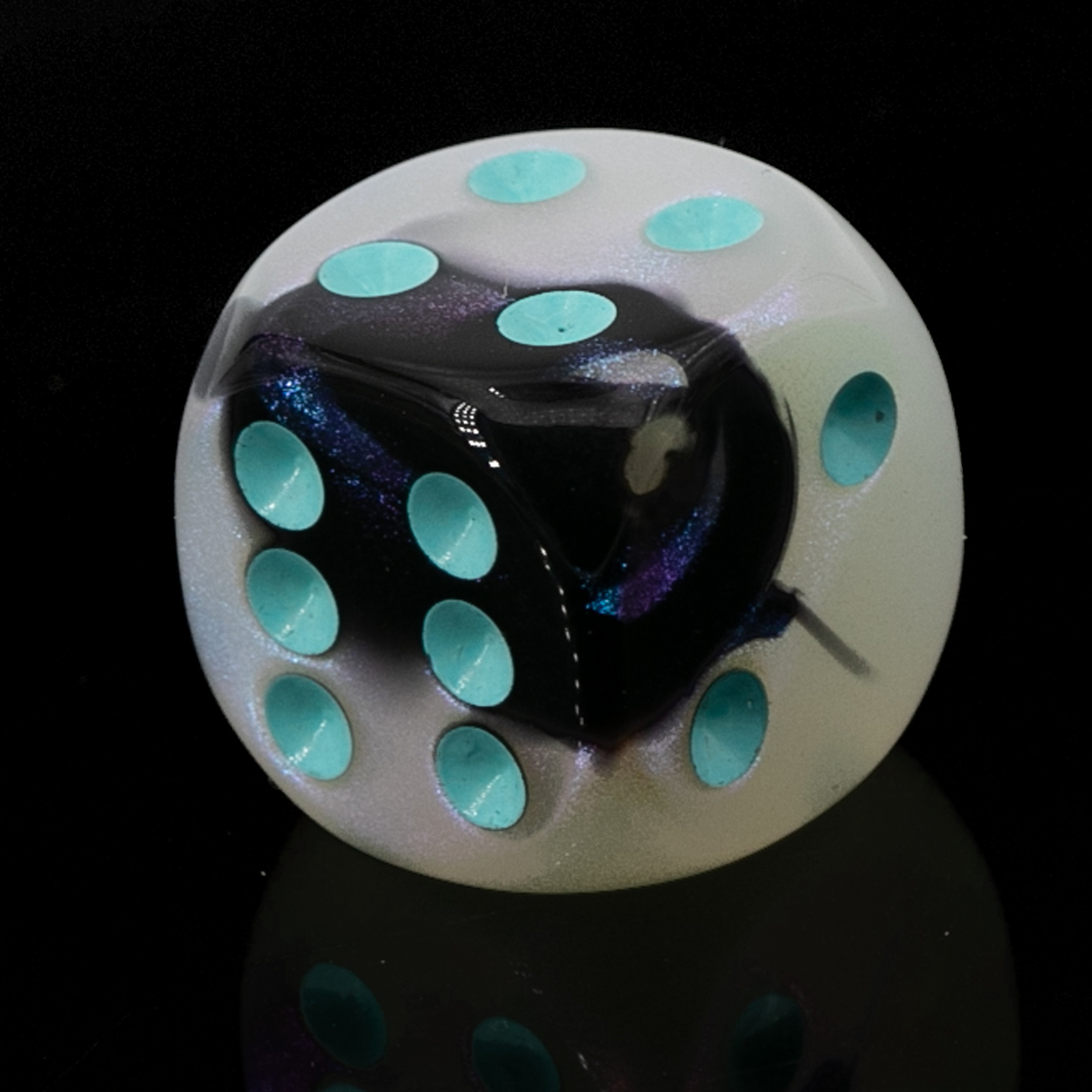 12mm Würfel in schwarz weiß / türkis 2-Ton