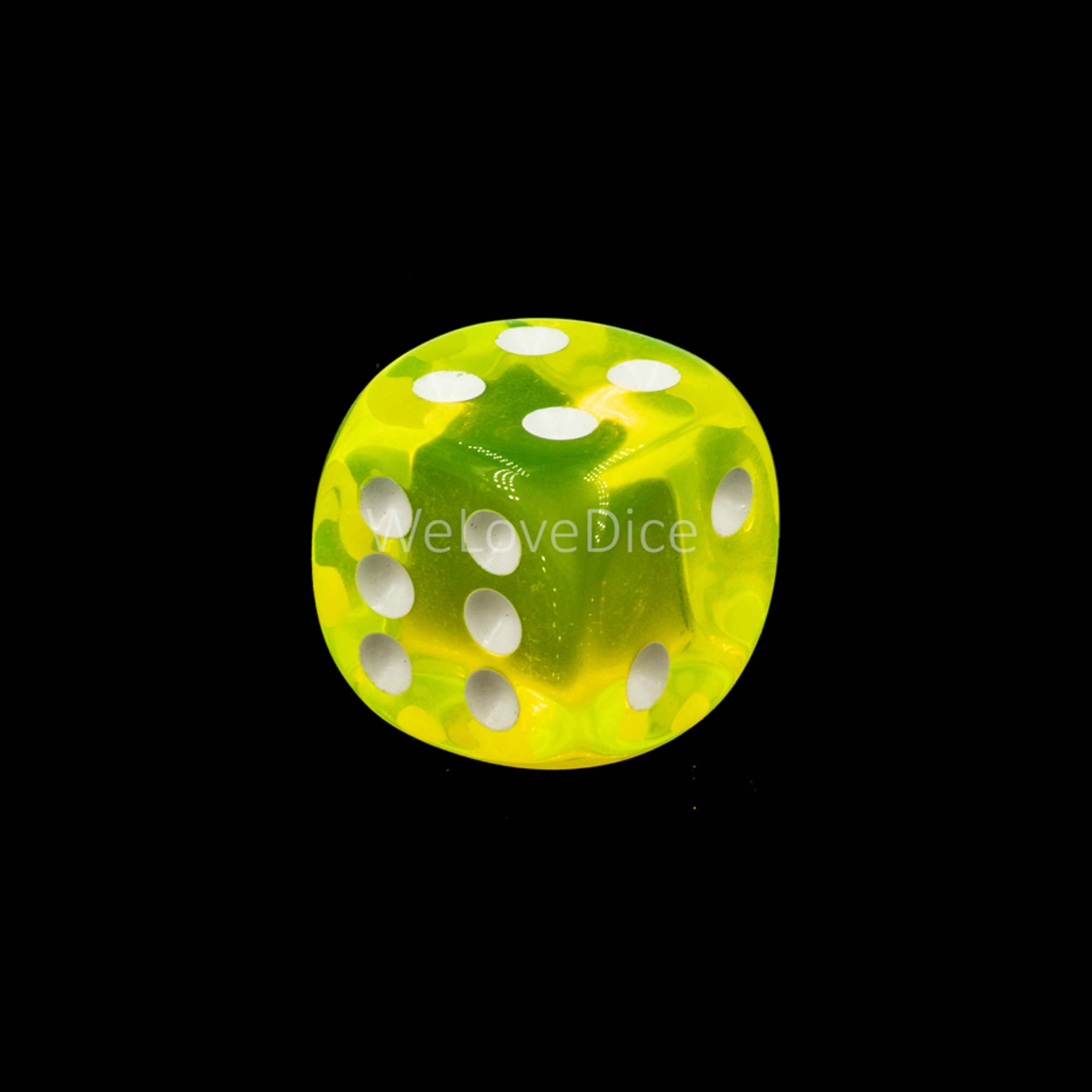 12mm Würfel in neon gelb / weiß Transparent