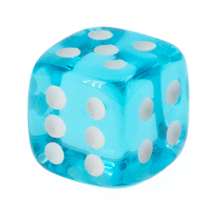 8mm Würfel in türkisblau / weiß Transparent