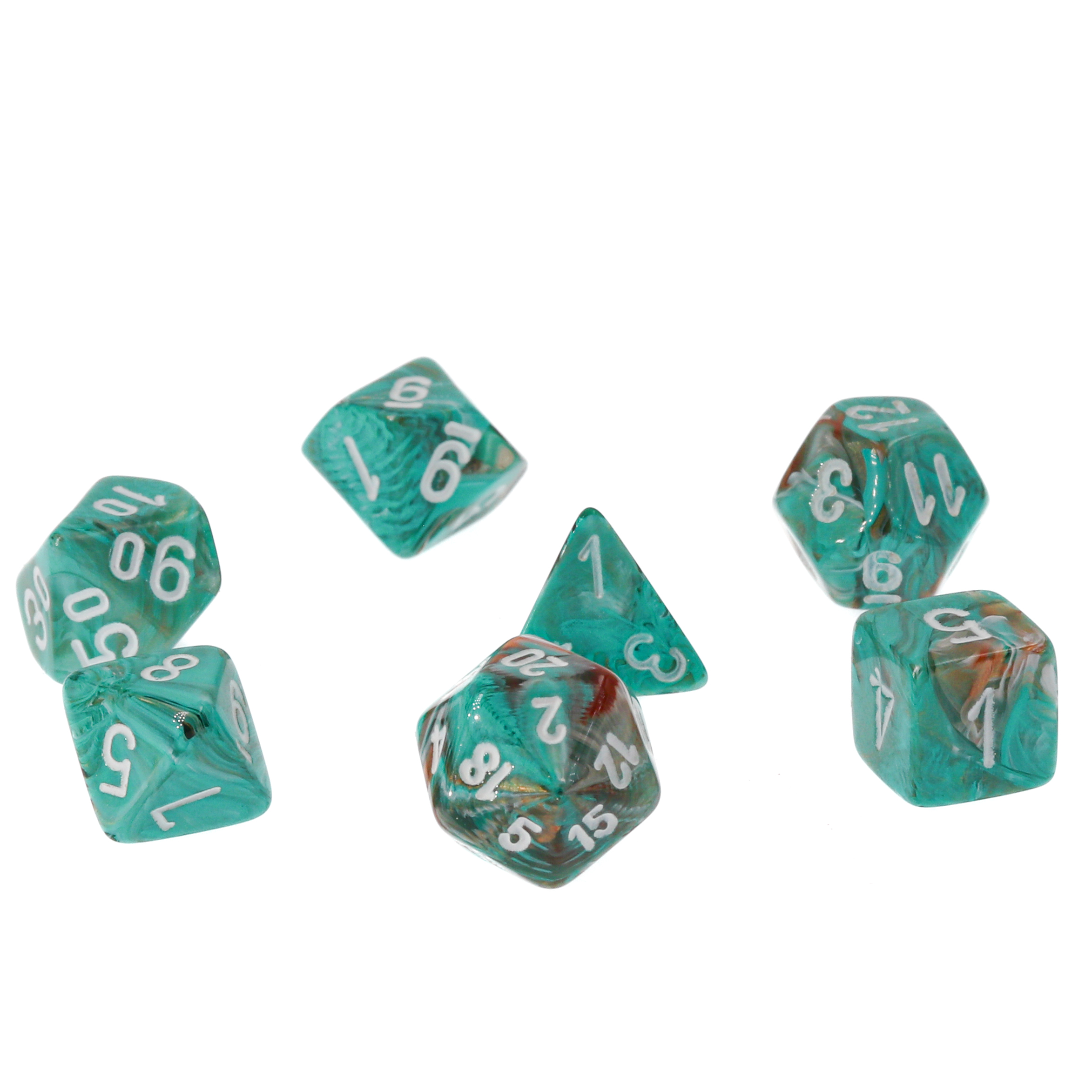 Mini-hedral Marble  Polyhedral Grün / Dunkelgrün 7-Würfel Set