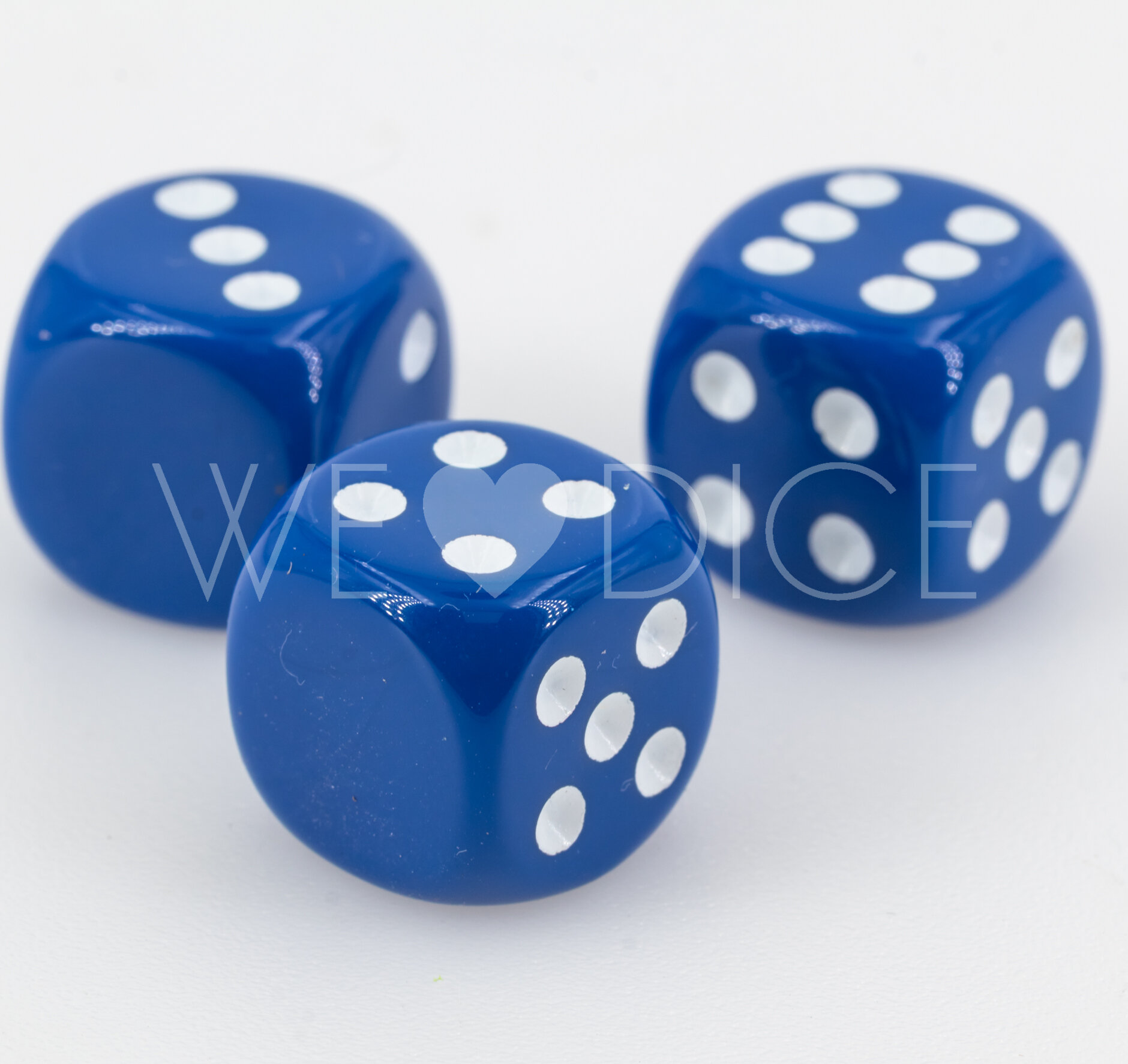 16mm Würfel in dunkelblau / weiß Satt ohne "1"