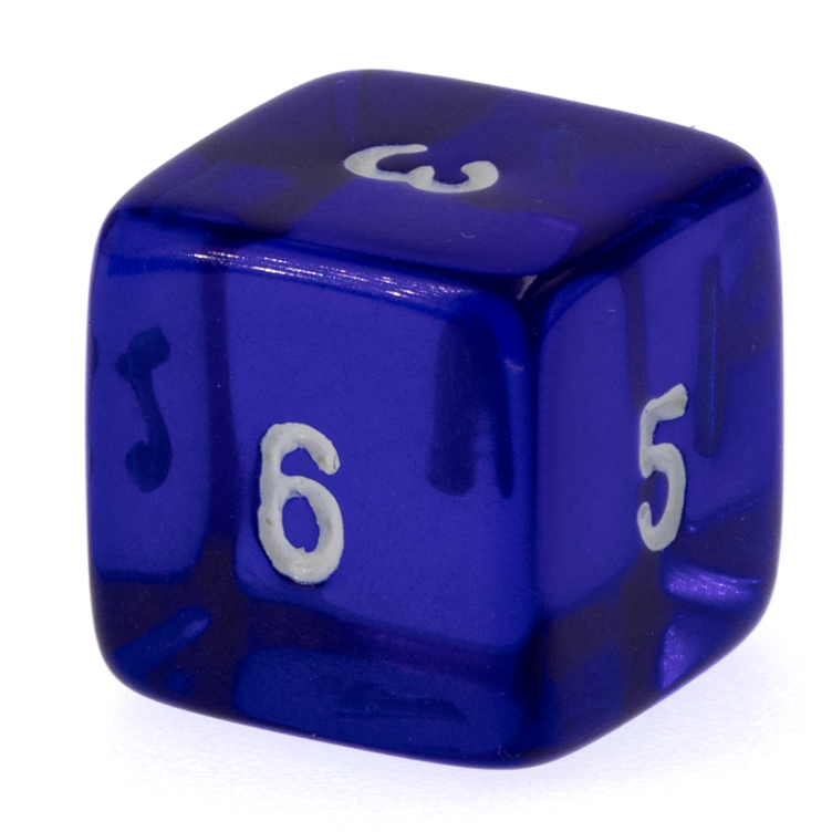 W6 Würfel in dunkelblau / weiß Transparent