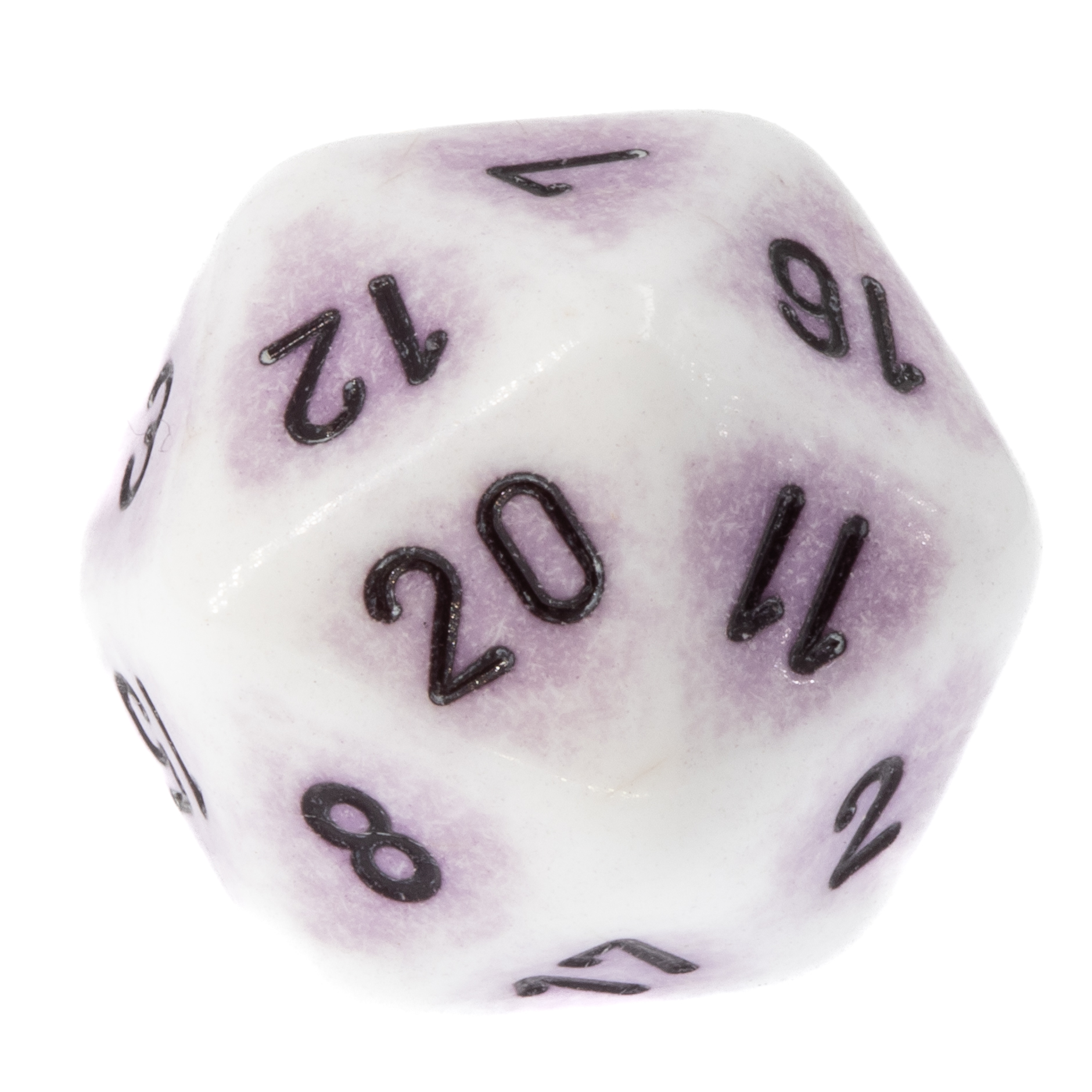 W20 Würfel in Porzelan lila Satt