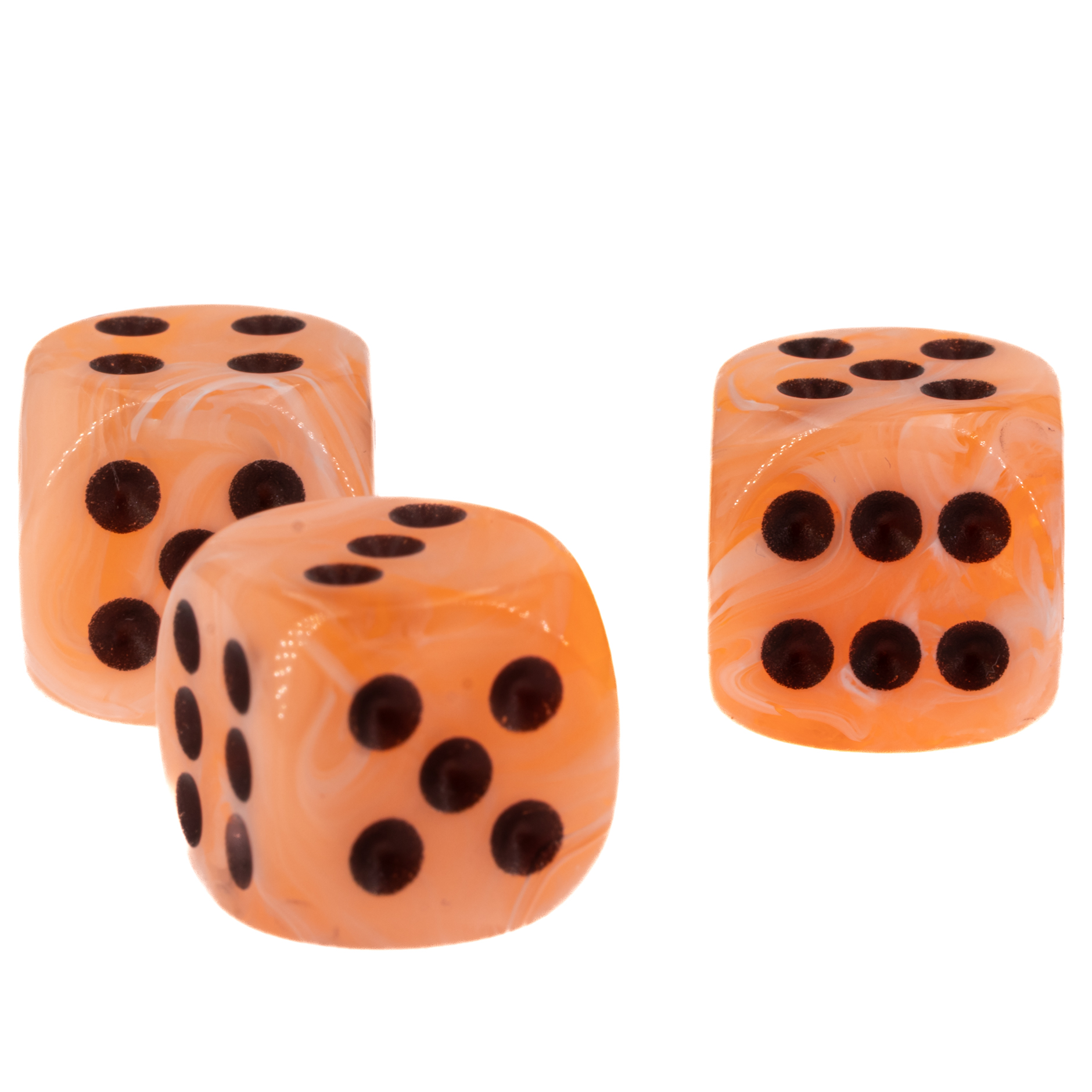 16mm Würfel in apricot / schwarz Marmor