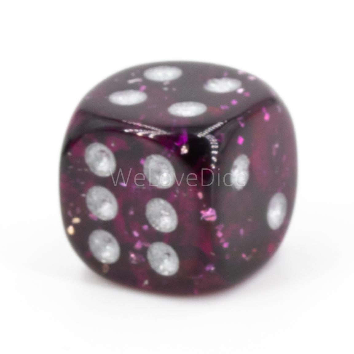 12mm Würfel in glitter purple / silber Marmor