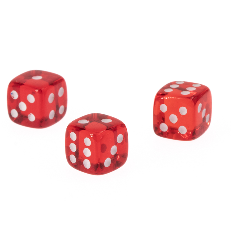 8mm Würfel in rot transparent / weiß Transparent