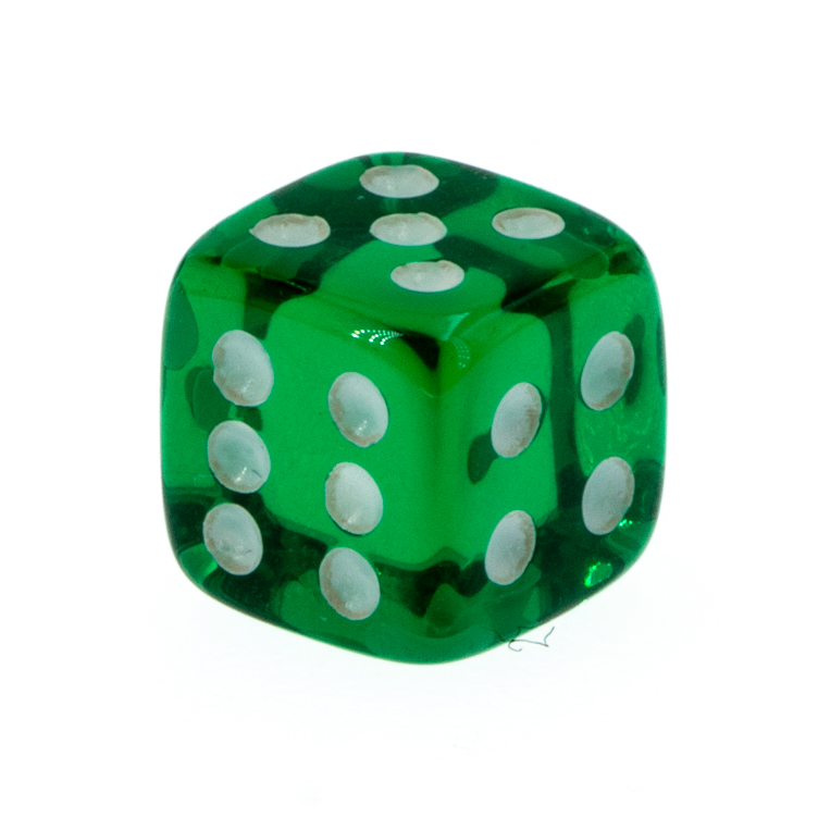 7mm Würfel in dunkelgrün transparent / weiß Transparent