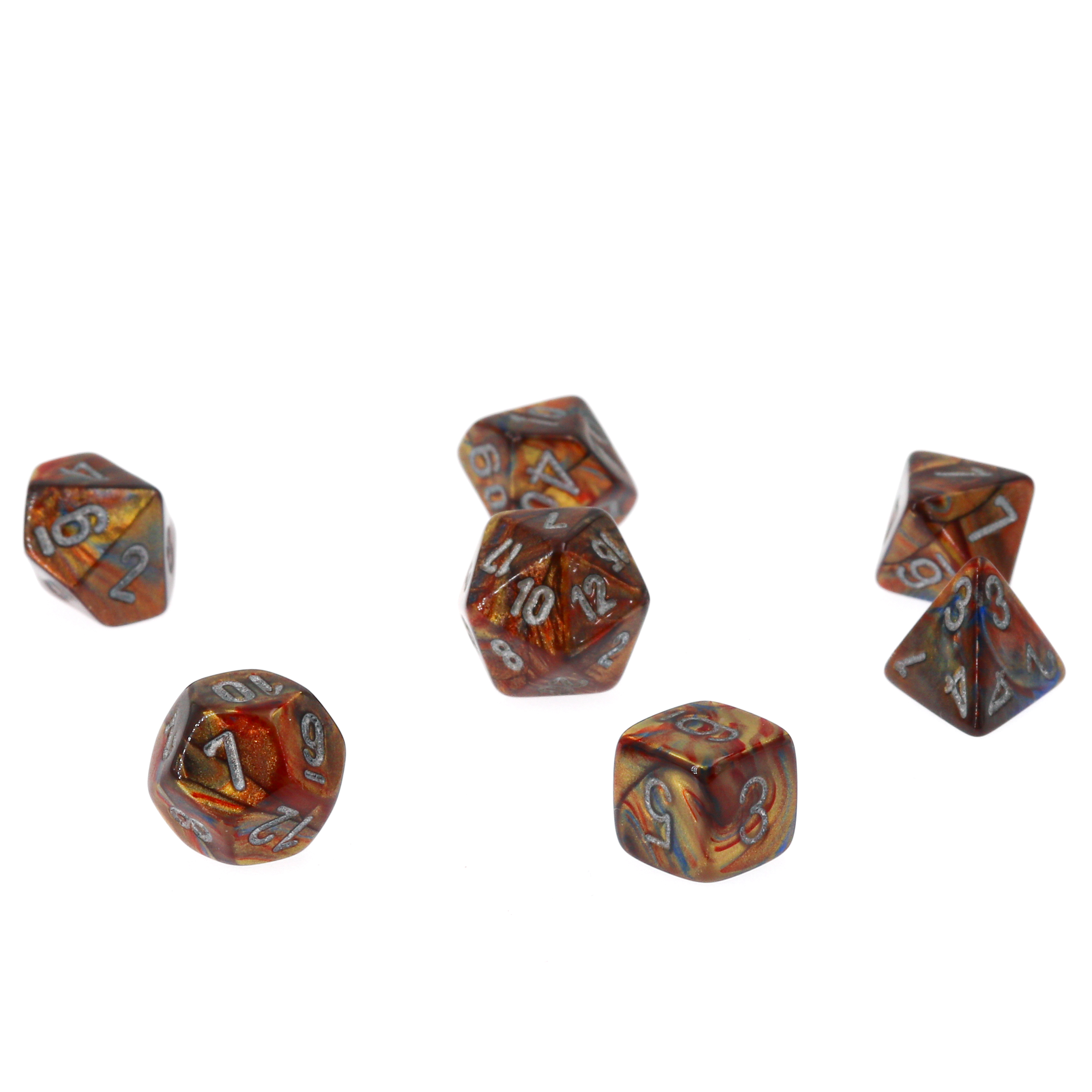 Mini-hedral Lustrous  Polyhedral Gold / silber 7-Würfel Set