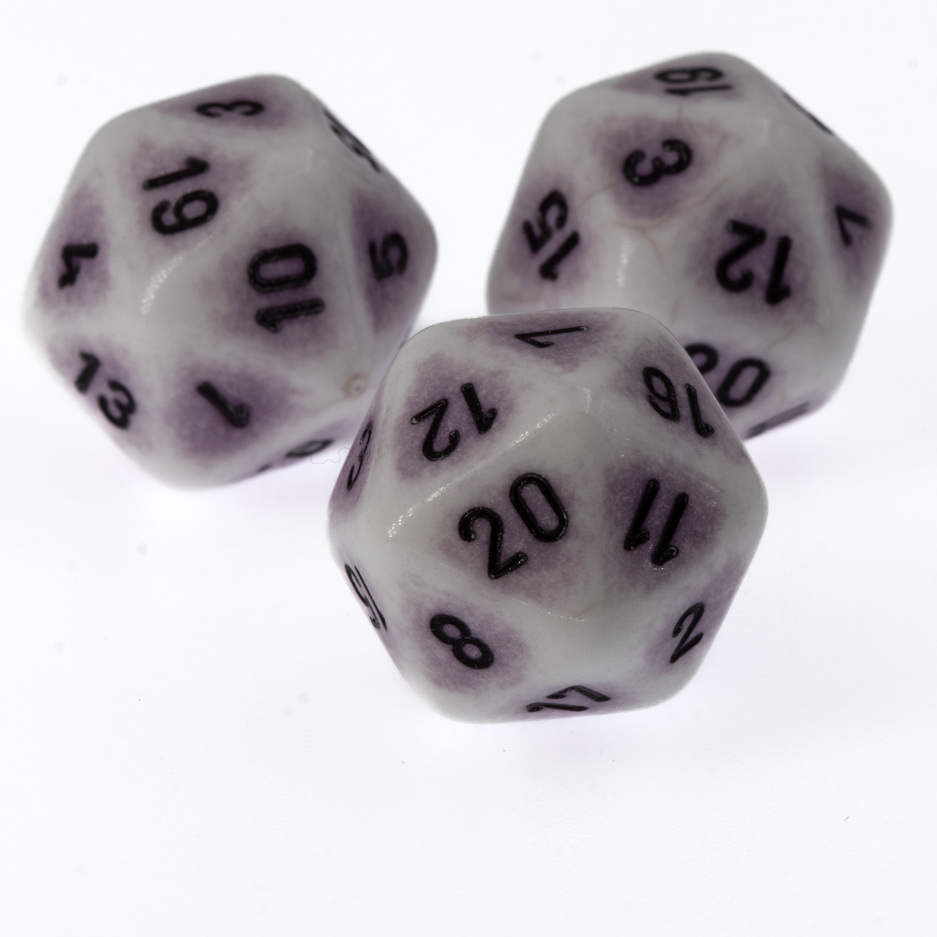 W20 Würfel in Porzelan lila Satt