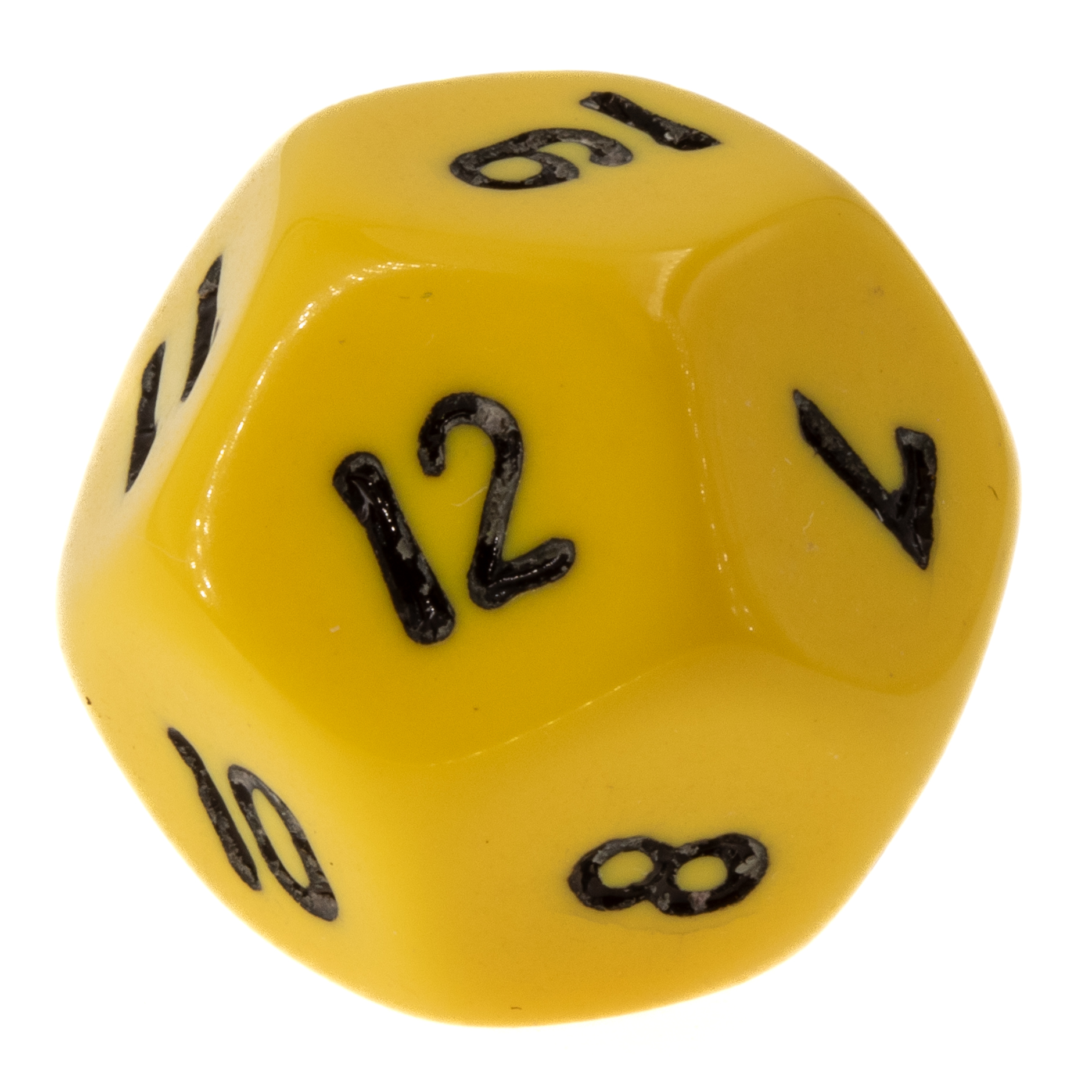 W12 Würfel in gelb / schwarz Satt