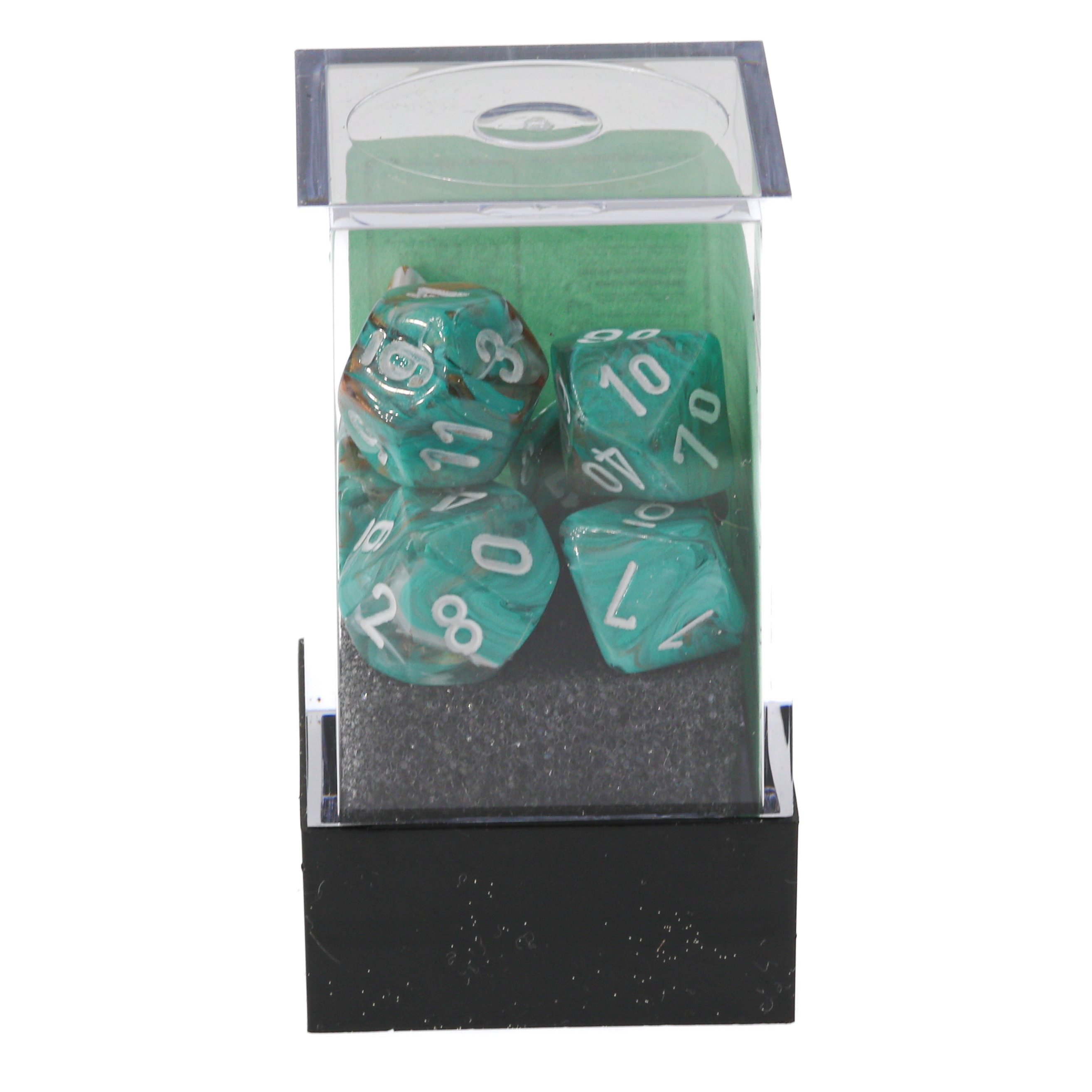 Mini-hedral Marble  Polyhedral Grün / Dunkelgrün 7-Würfel Set