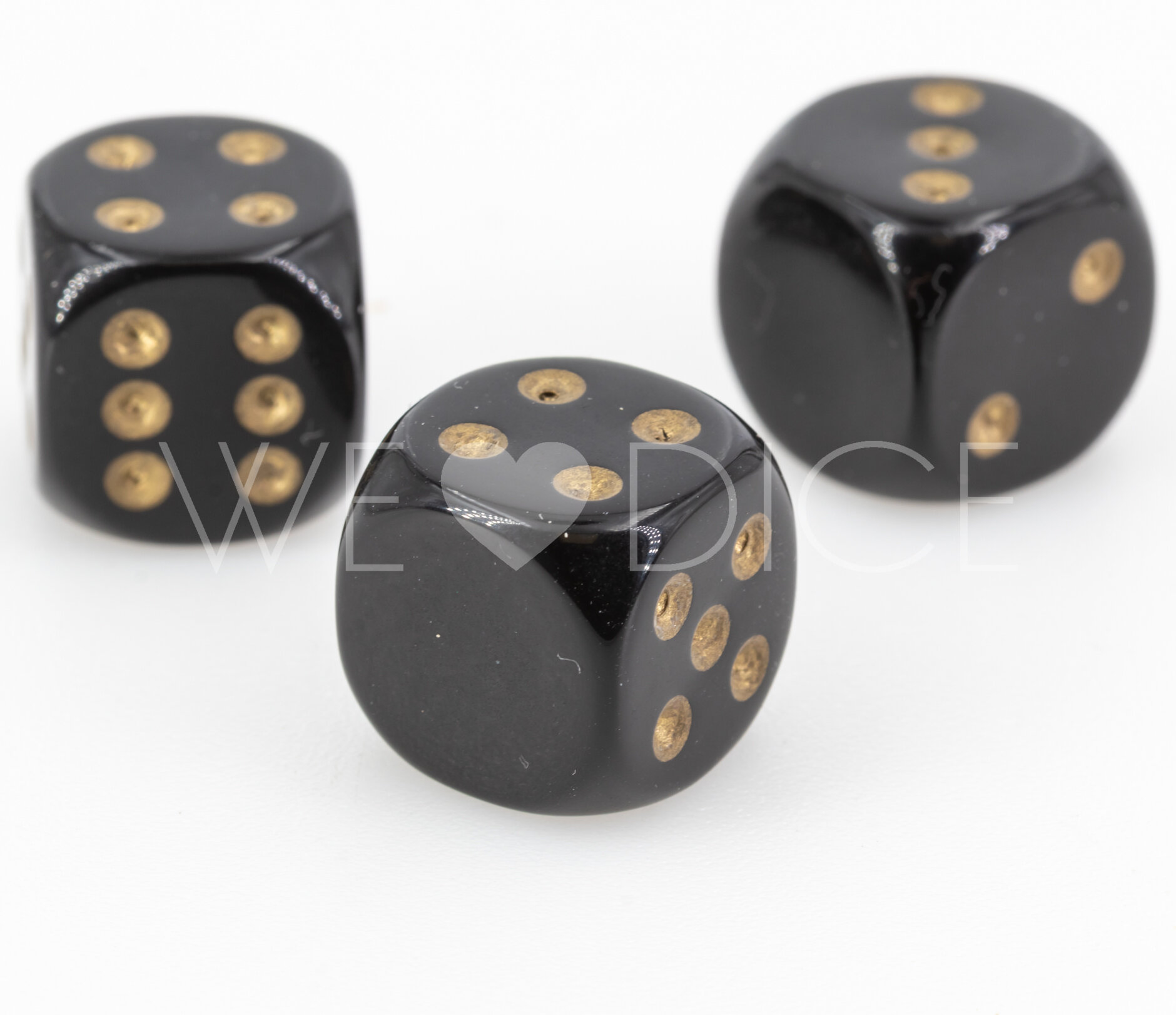 16mm Würfel in schwarz / gold Satt ohne "1"