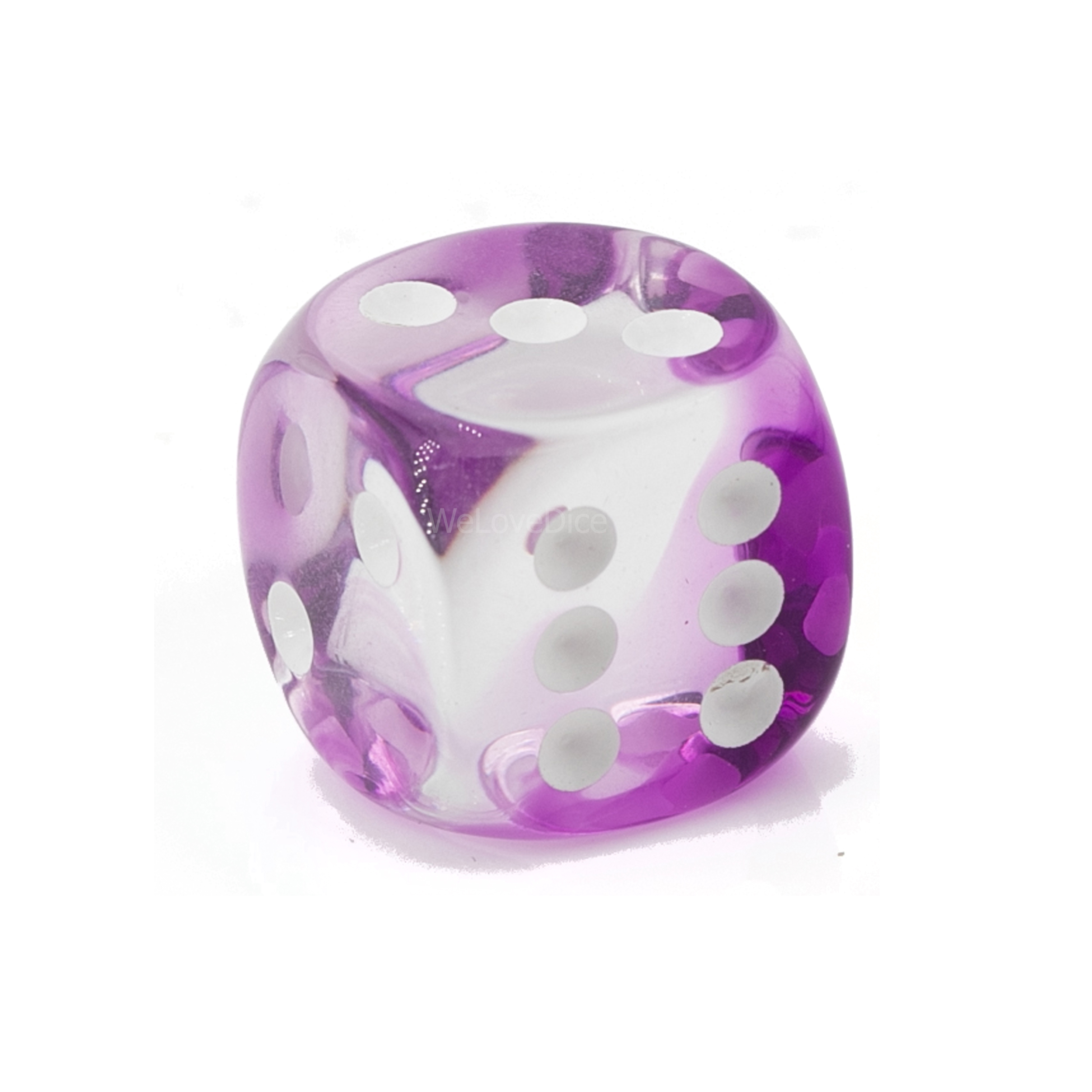 16mm Würfel in kristall lila / weiß 2-Ton