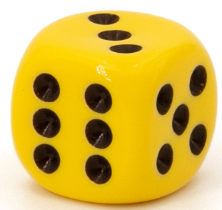 30mm Würfel in gelb / schwarz Satt