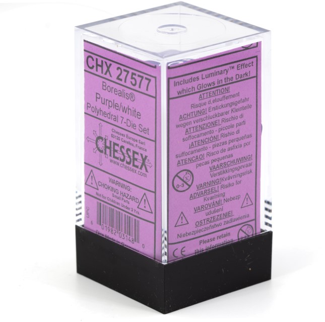 Borealis® Polyhedral Lila / weiß 7-Würfel Set