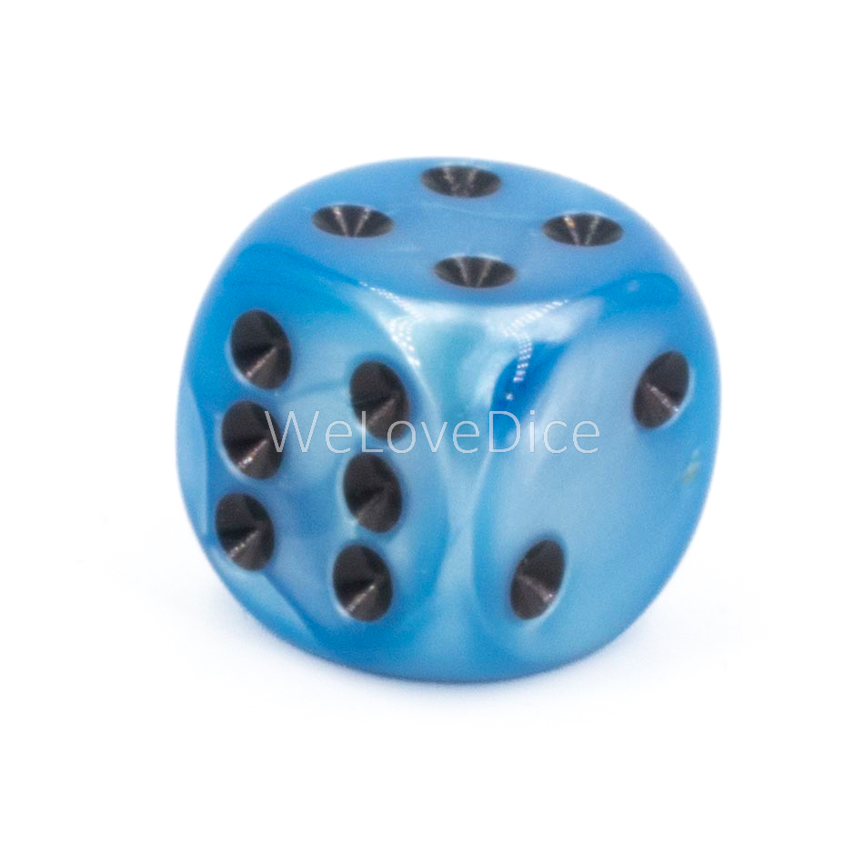 16mm Würfel in blau / schwarz Seide