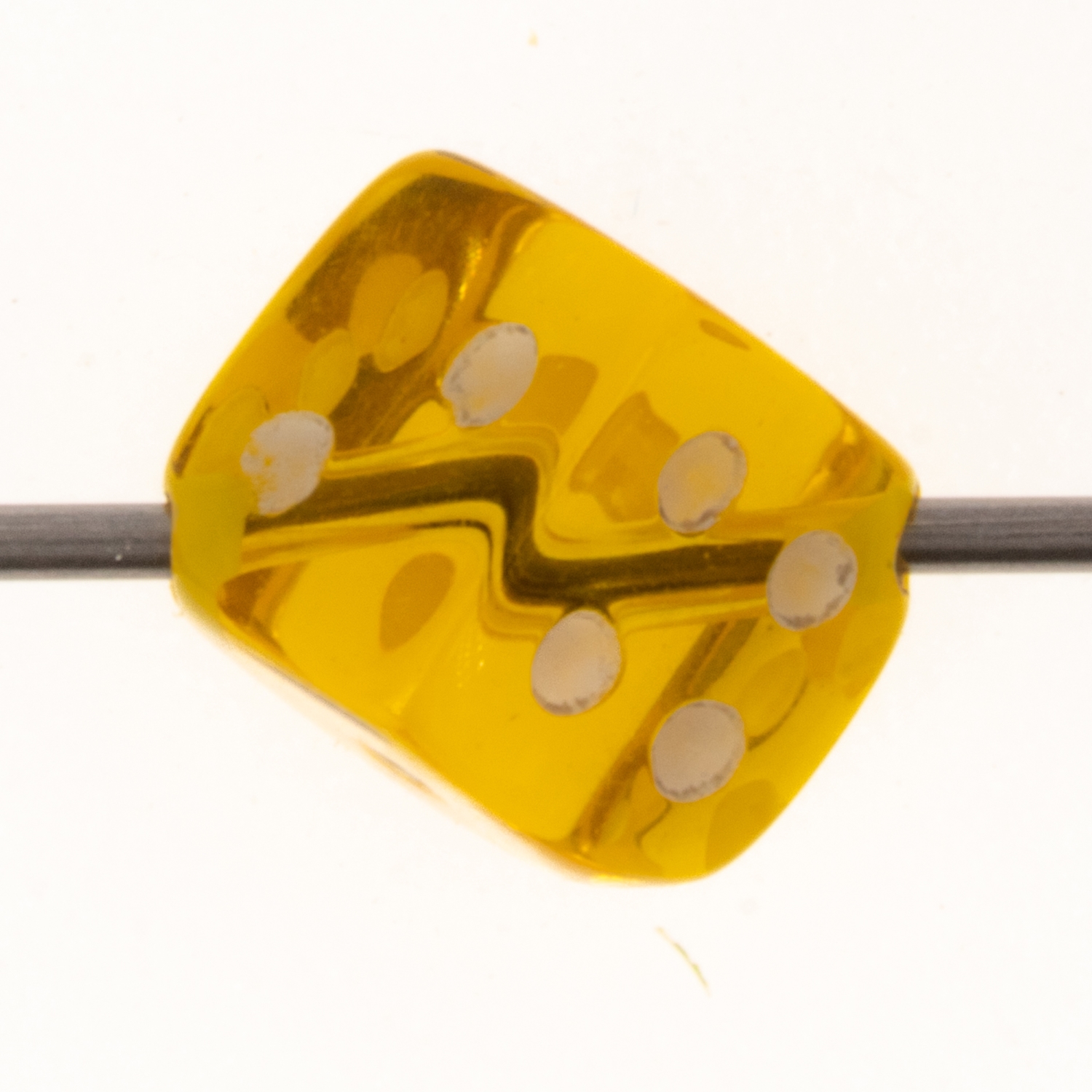 5mm Würfelperle  - gelb transparent / weiß  Transparent, 