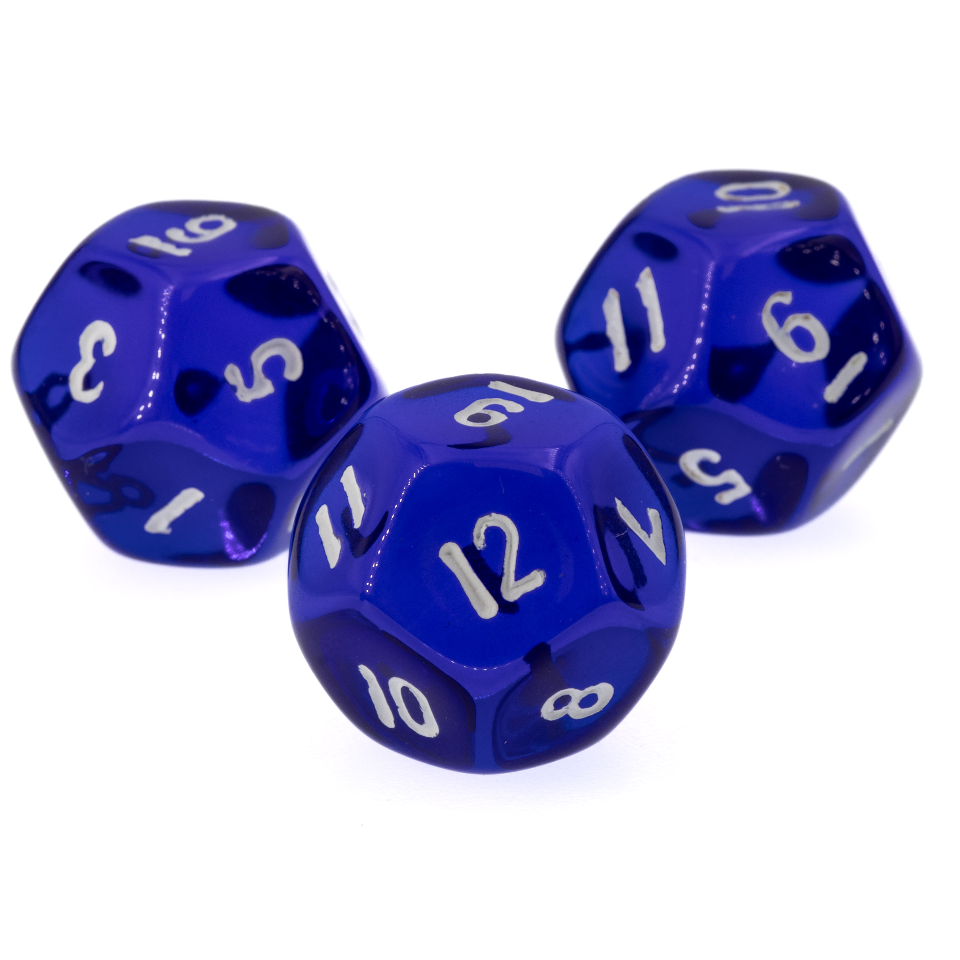 W12 Würfel in dunkelblau / weiß Transparent