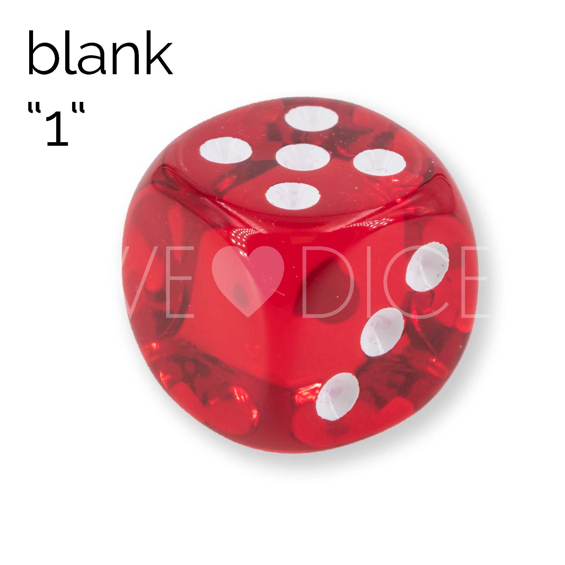 16mm Würfel in rot transparent / weiß Transparent ohne "1"