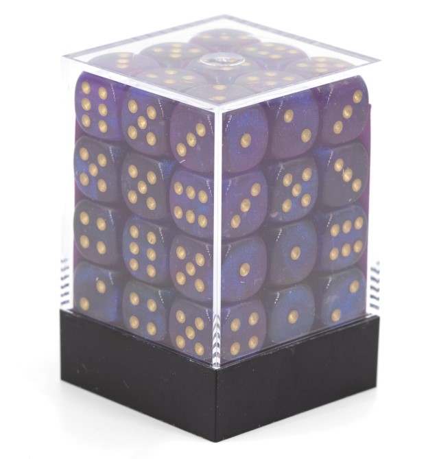 Borealis Königsviolett / Gold 12mm W6 Würfel Set (36 Würfel)