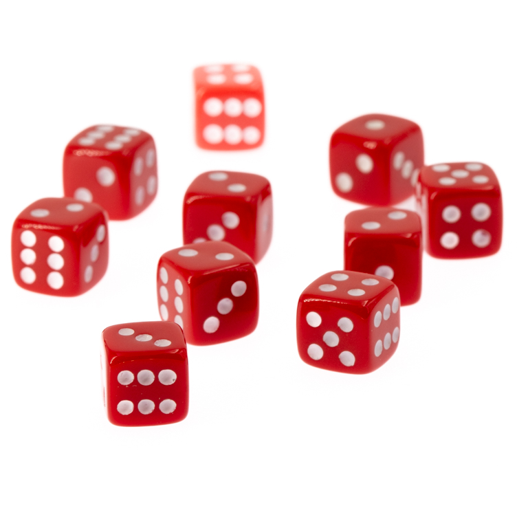 7mm Würfel in rot / weiß Satt