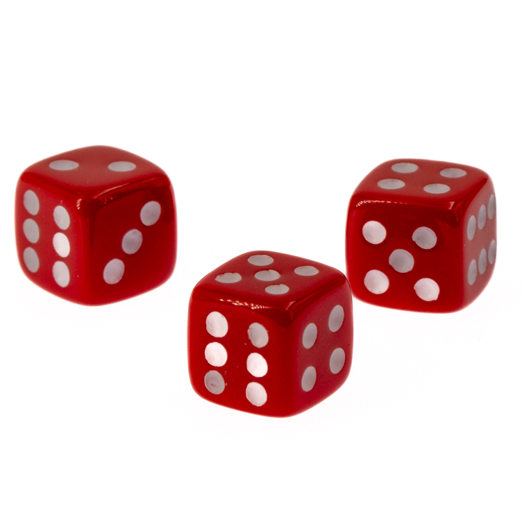 7mm Würfel in rot / weiß Satt
