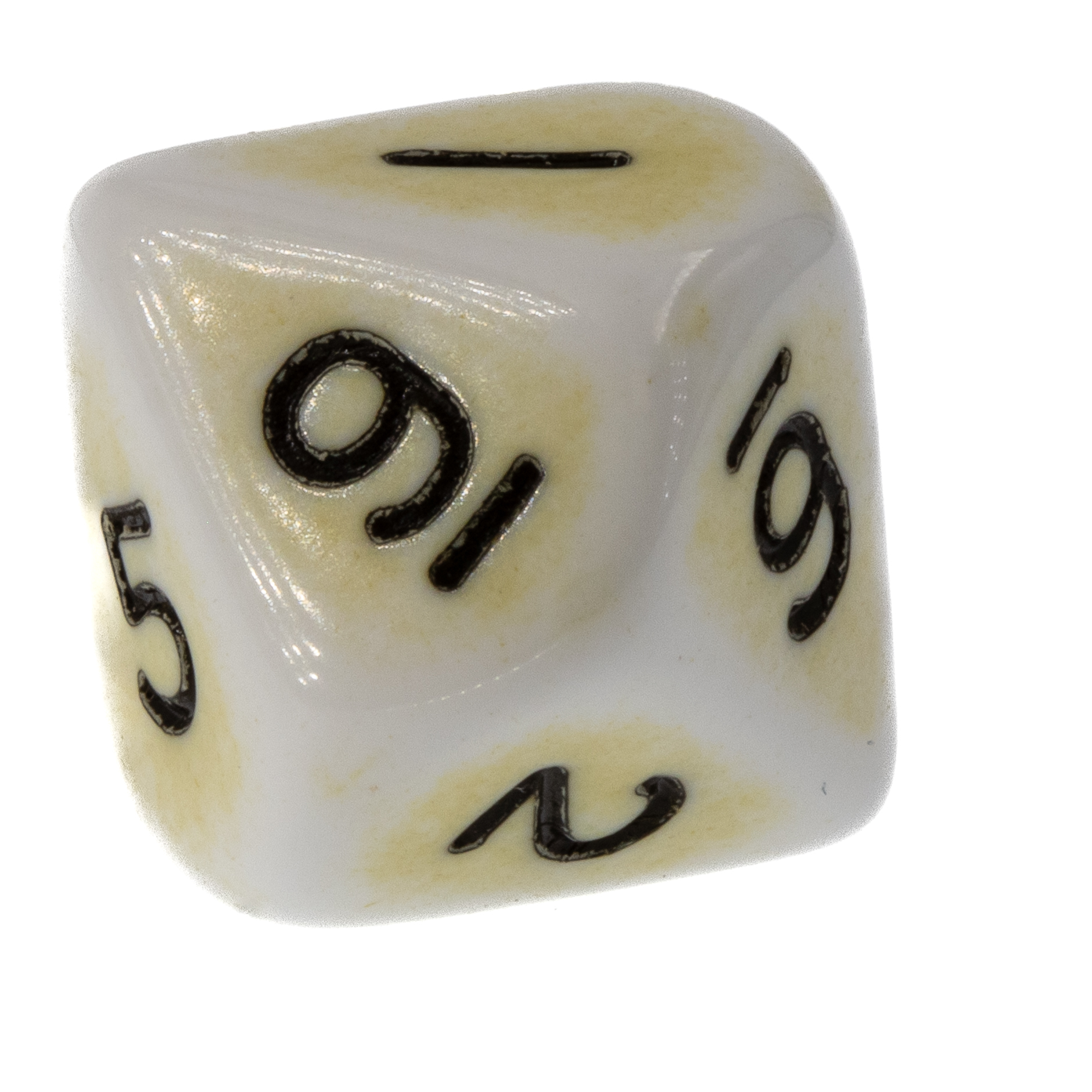 W10 Würfel in gelb / schwarz Porzellan 