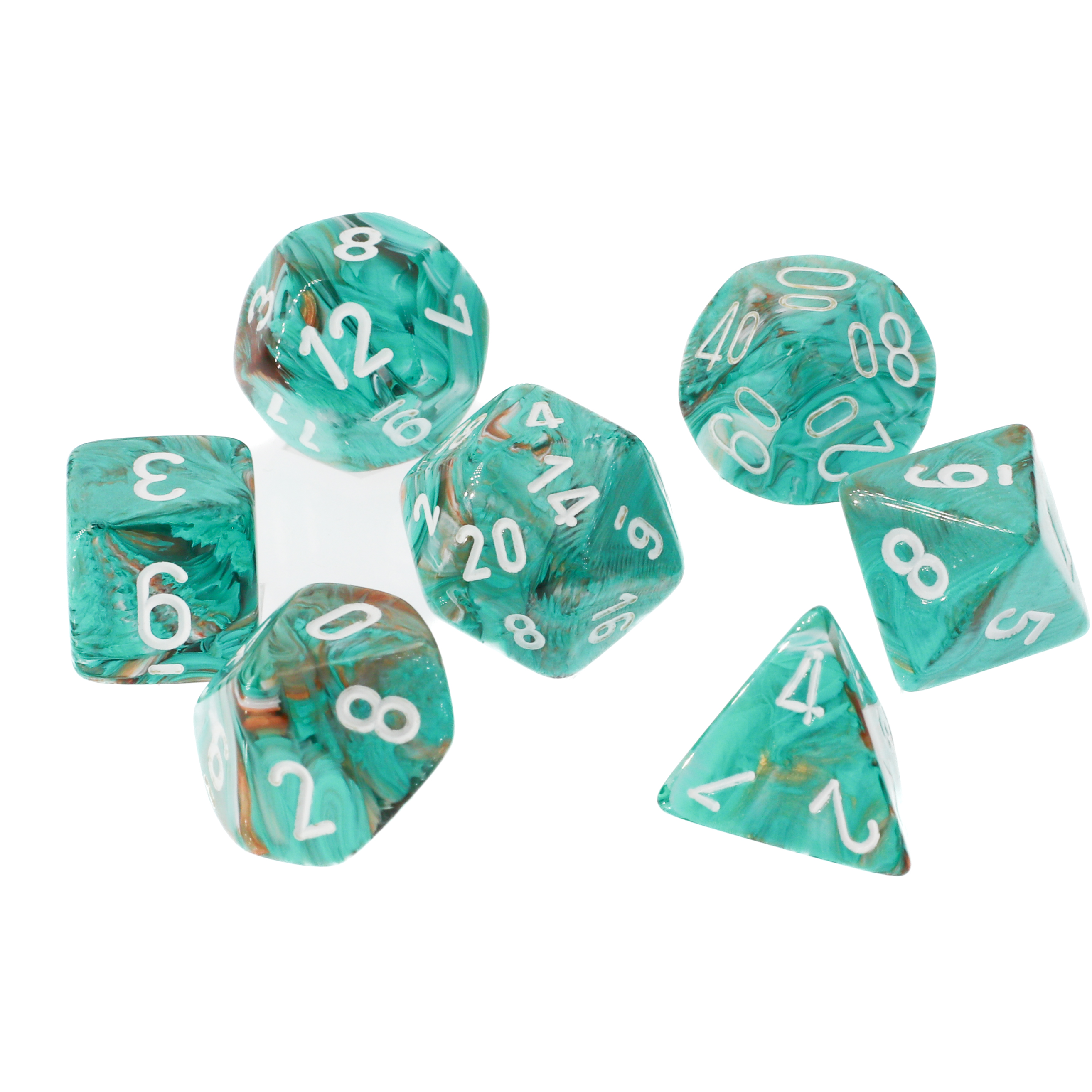 Borealis® Polyhedral Hellgrün / Gold 7-Würfel Set