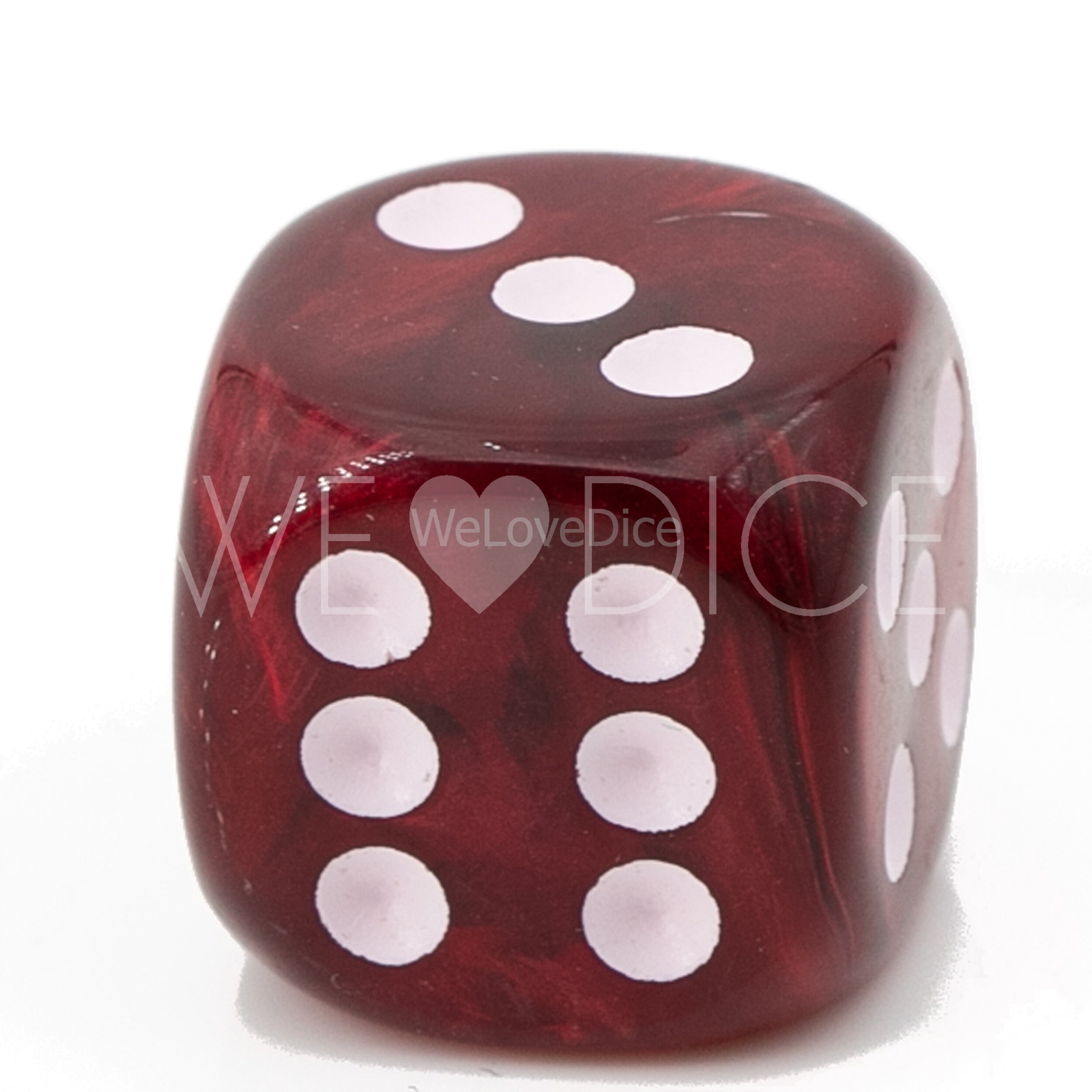 16mm Würfel in blutrot / weiß Seide