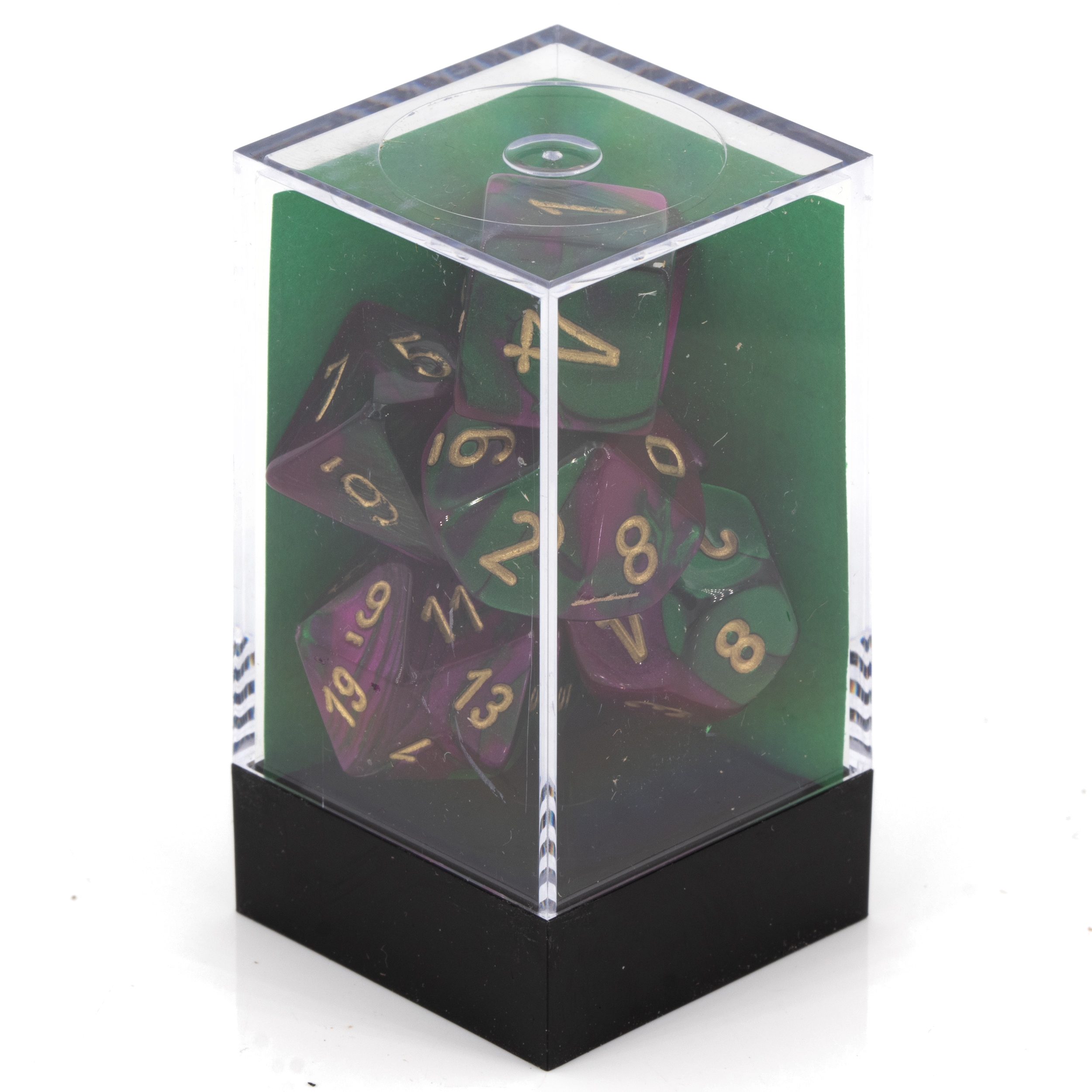 Gemini® Polyhedral Grün-Gelb / silber 7-Würfel Set