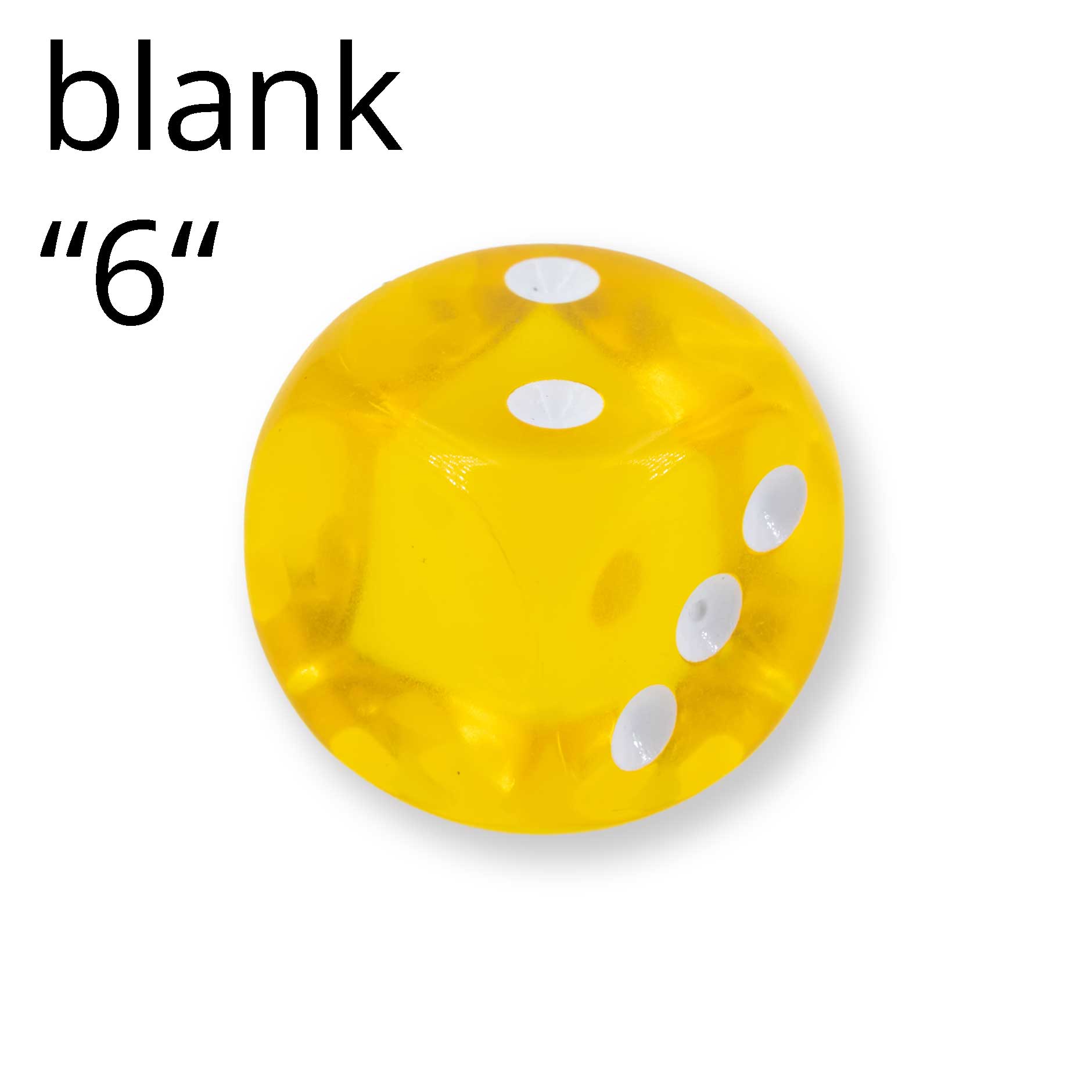 16mm Würfel in gelb transparent / weiß Transparent ohne "6"