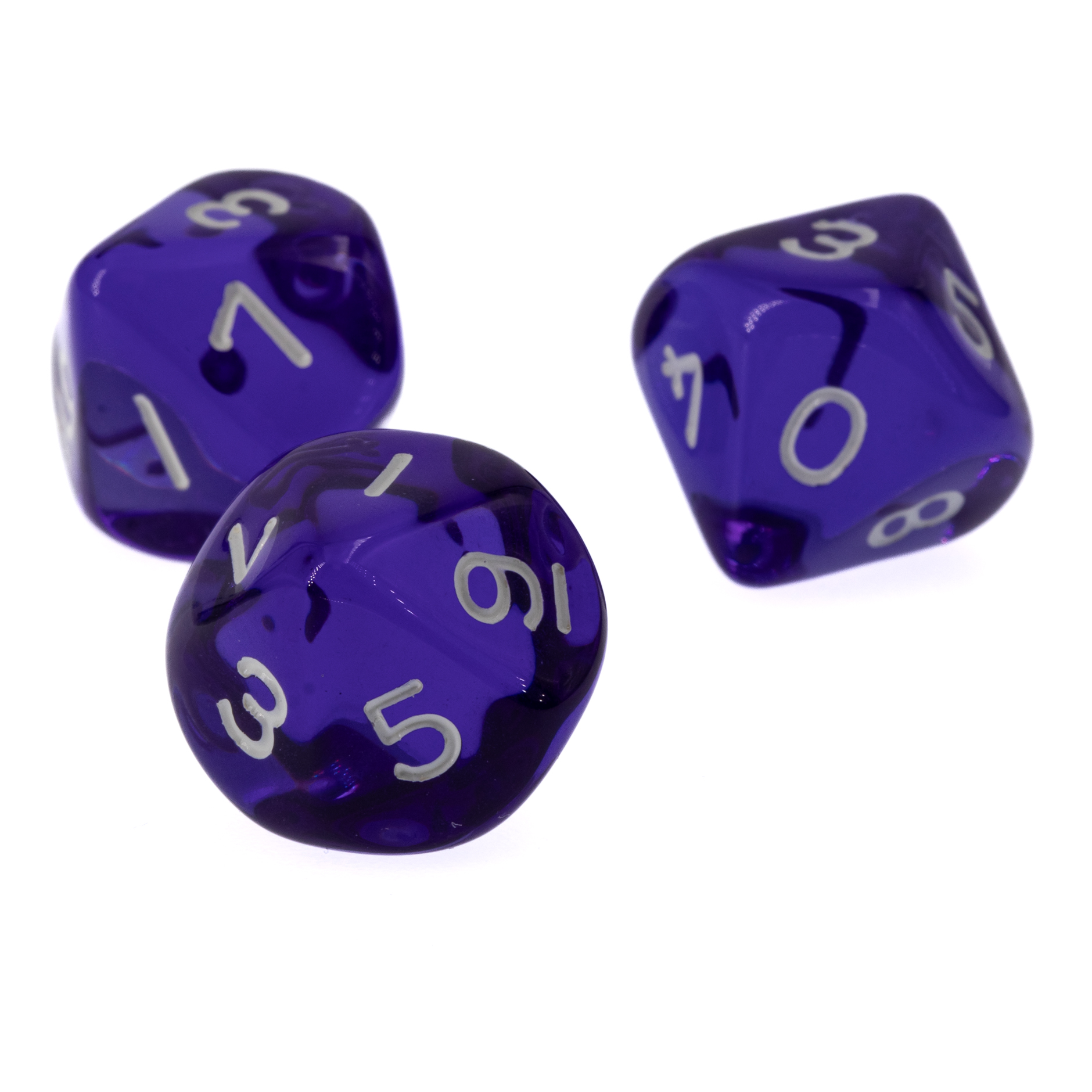 W10 Würfel in lila / weiß Transparent